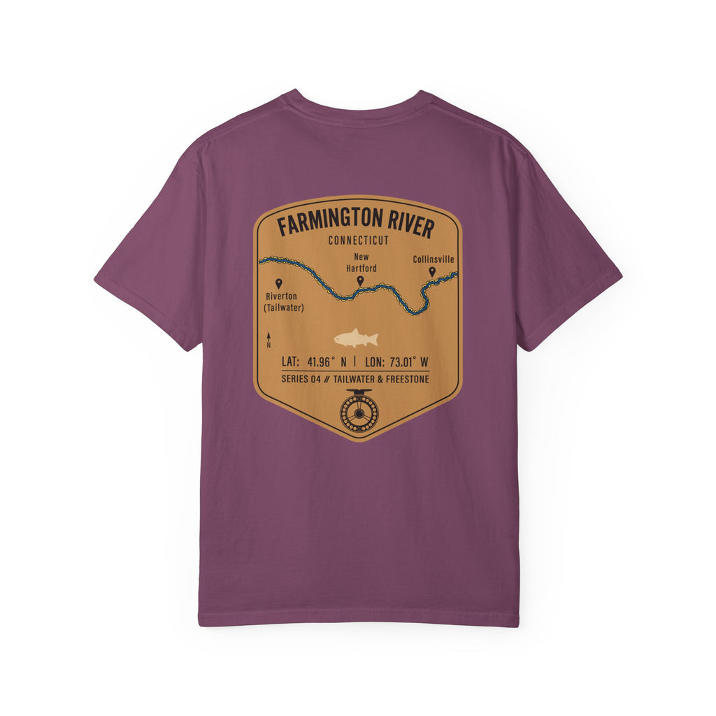 Farmington River Connecticut Fly Fishing T-Shirt - Vintage Trout Angler Map Tee - Tailwater & Freestone Series
