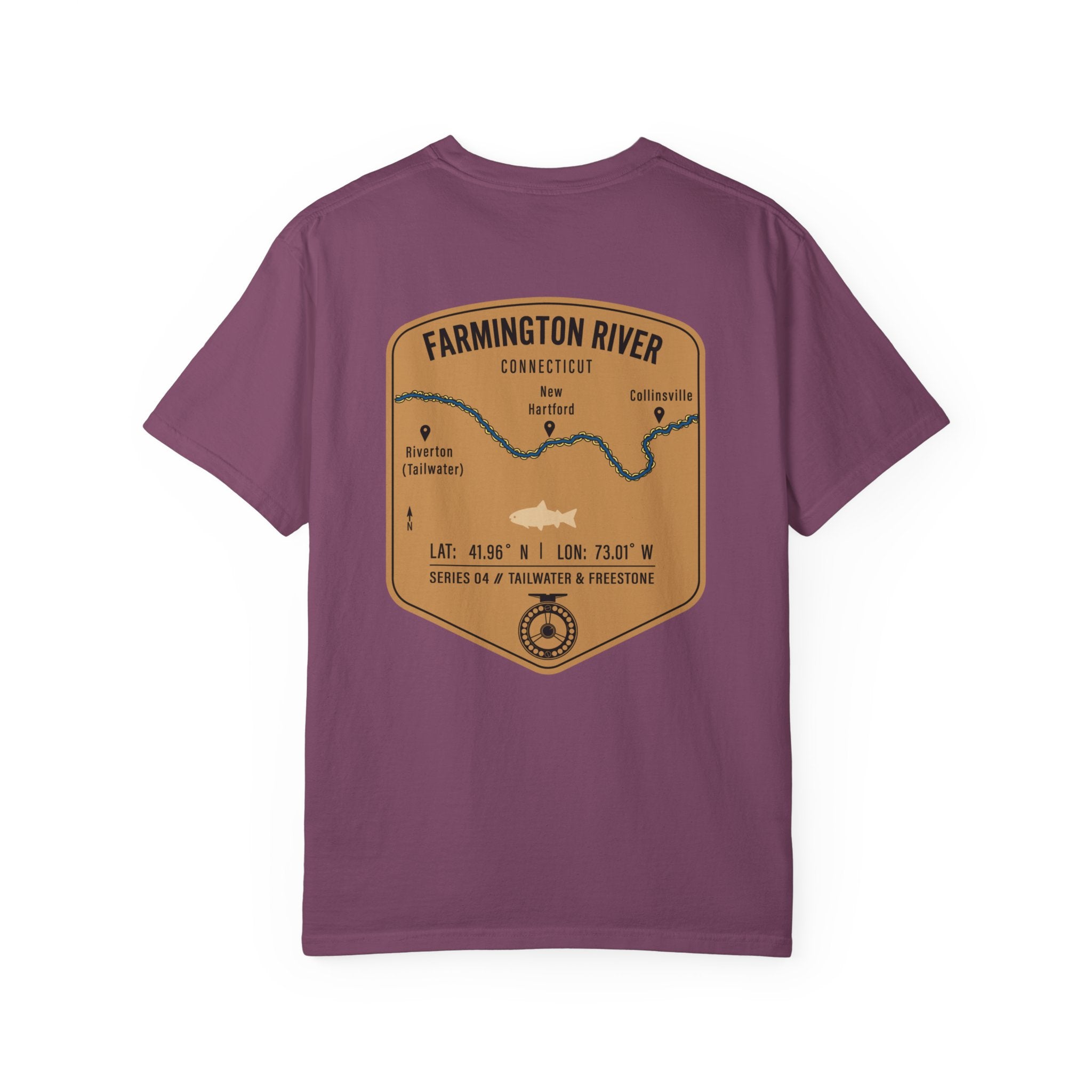 Farmington River Connecticut Fly Fishing T-Shirt - Vintage Trout Angler Map Tee - Tailwater & Freestone Series