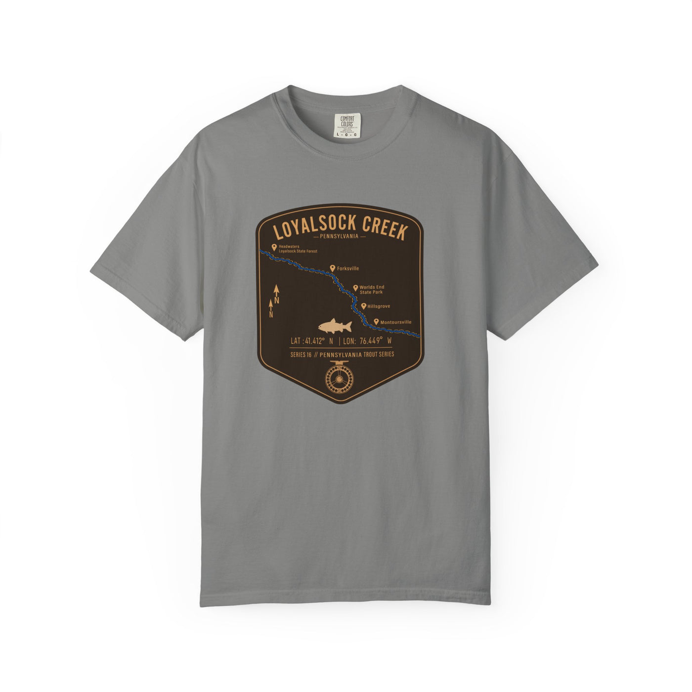 Loyalsock Creek PA Fishing Map | Rugged Cotton Trout Tee