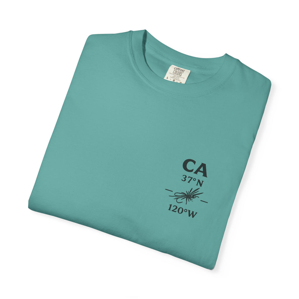 California - State Fly Fishing Badge — Rugged Cotton Tee