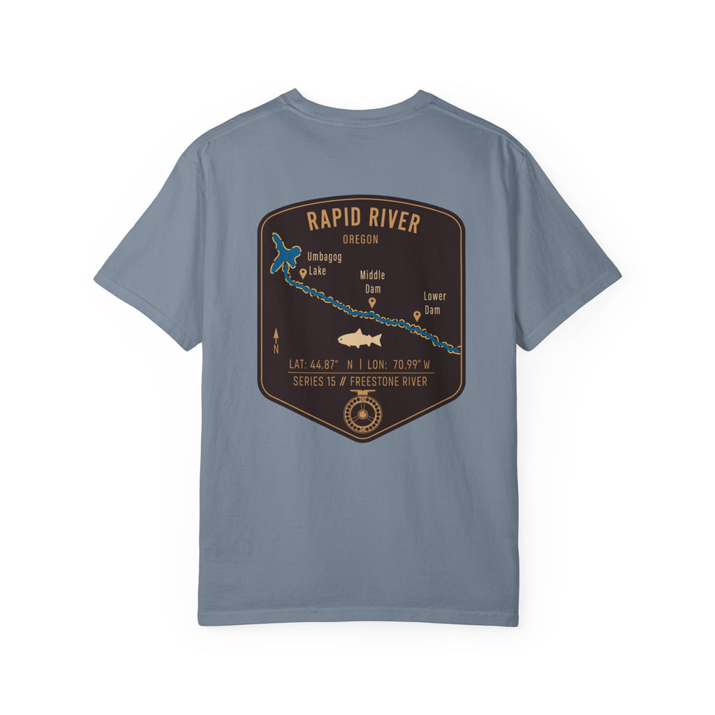 Rapid River Oregon Fly Fishing T-Shirt - Vintage River Map Graphic Tee - Premium Angler Gift