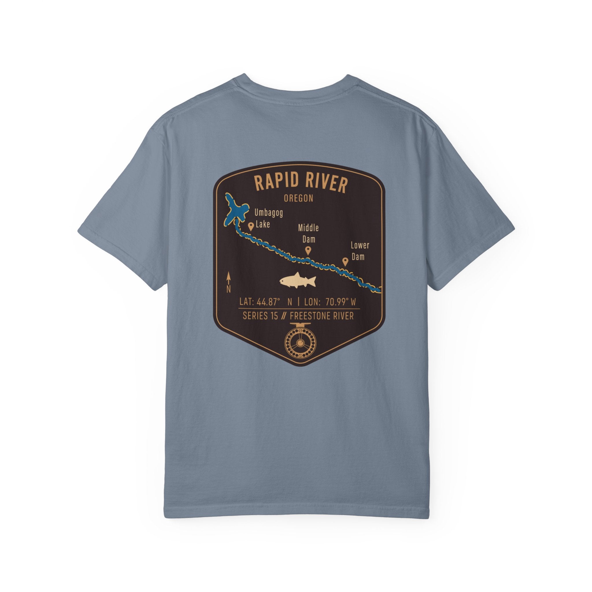 Rapid River Oregon Fly Fishing T-Shirt - Vintage River Map Graphic Tee - Premium Angler Gift