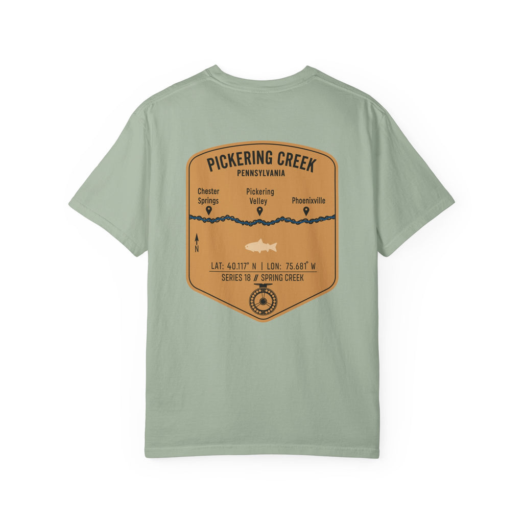 Pickering Creek Pennsylvania Fly Fishing T-Shirt - Chester Springs Phoenixville PA Angler Gift - Vintage Badge Tee
