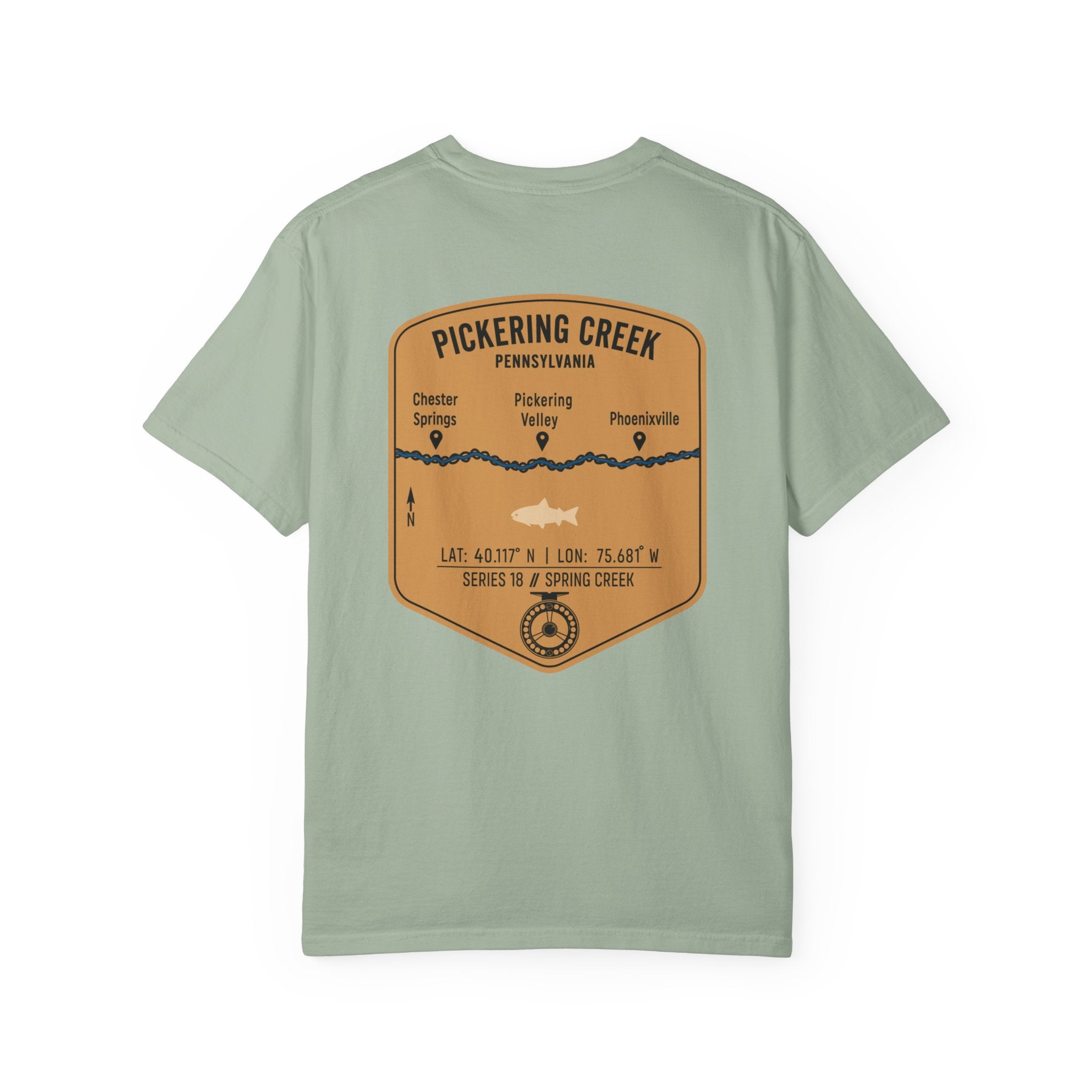 Pickering Creek Pennsylvania Fly Fishing T-Shirt - Chester Springs Phoenixville PA Angler Gift - Vintage Badge Tee