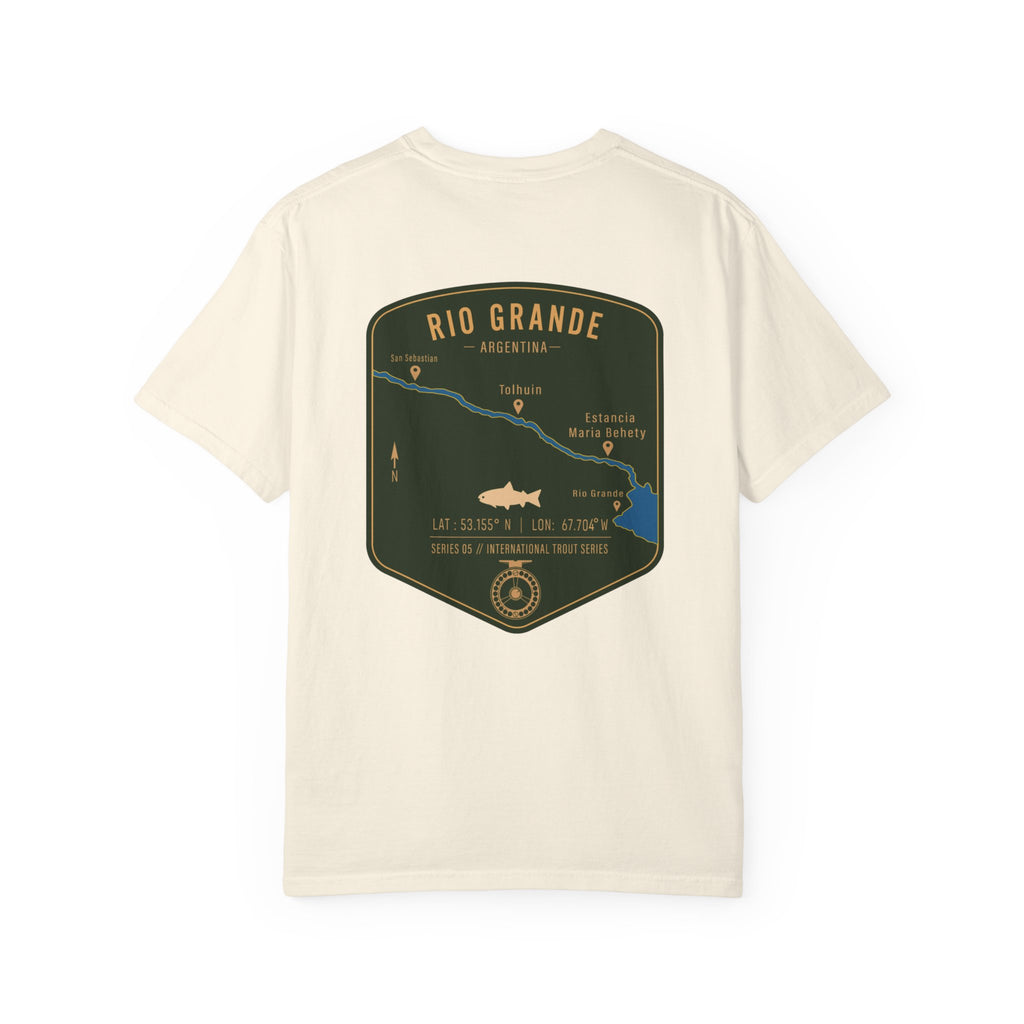 Rio Grande Argentina Fly Fishing T-Shirt - International Trout Series Map - Premium Angler Gift for Trout Fishermen