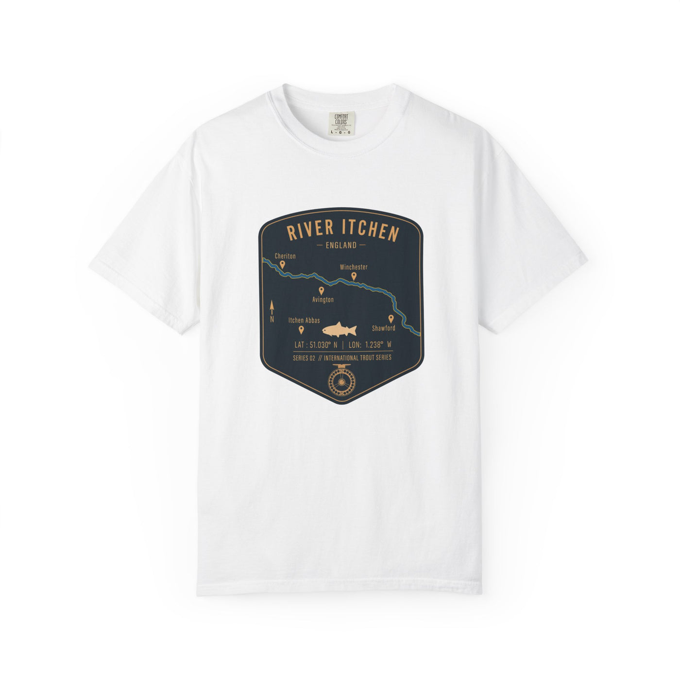 Global Series - River Itchen England Fishing Map | Rugged Cotton Trout Tee