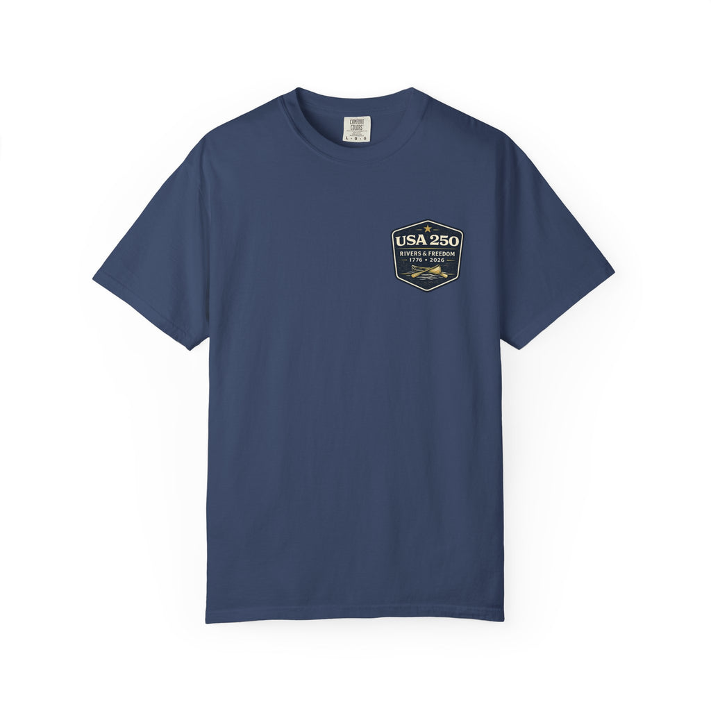 USA 250 River Heritage Light Color Back Badge Rugged Cotton Tee