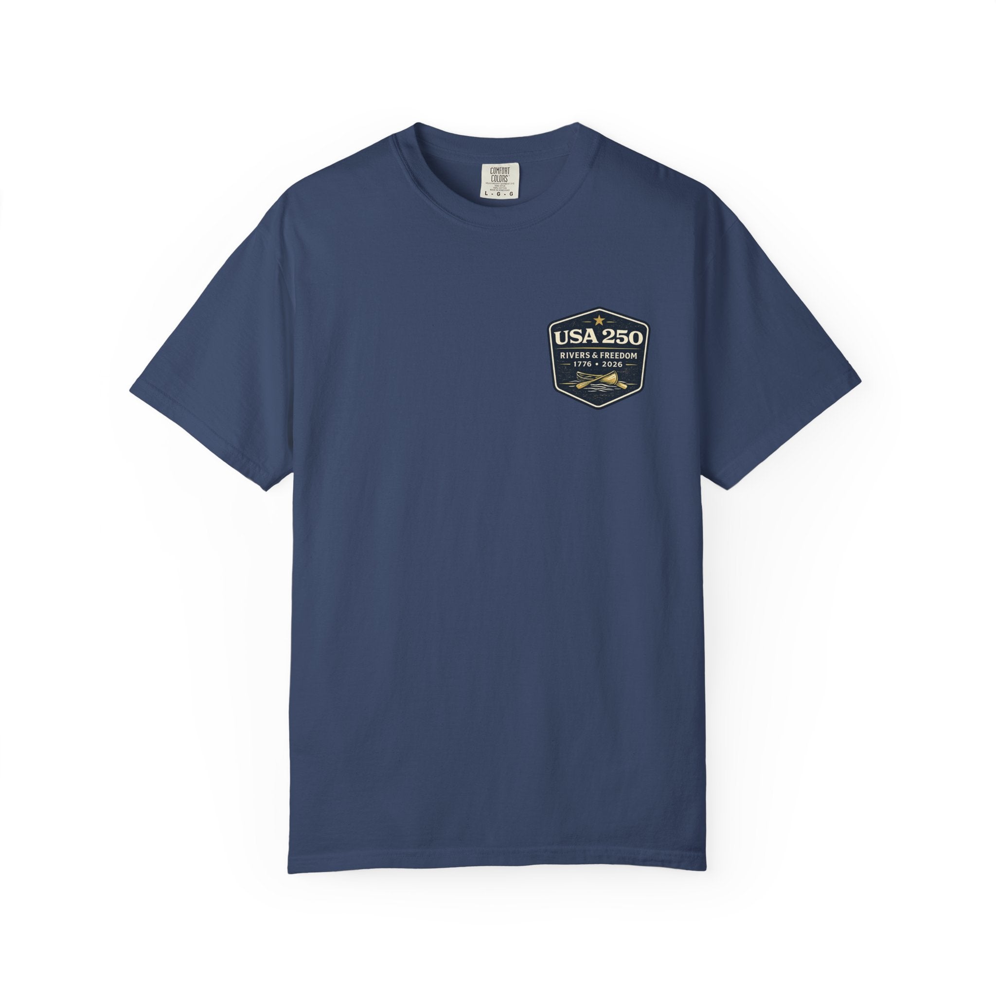 USA 250 River Heritage Light Color Back Badge Rugged Cotton Tee