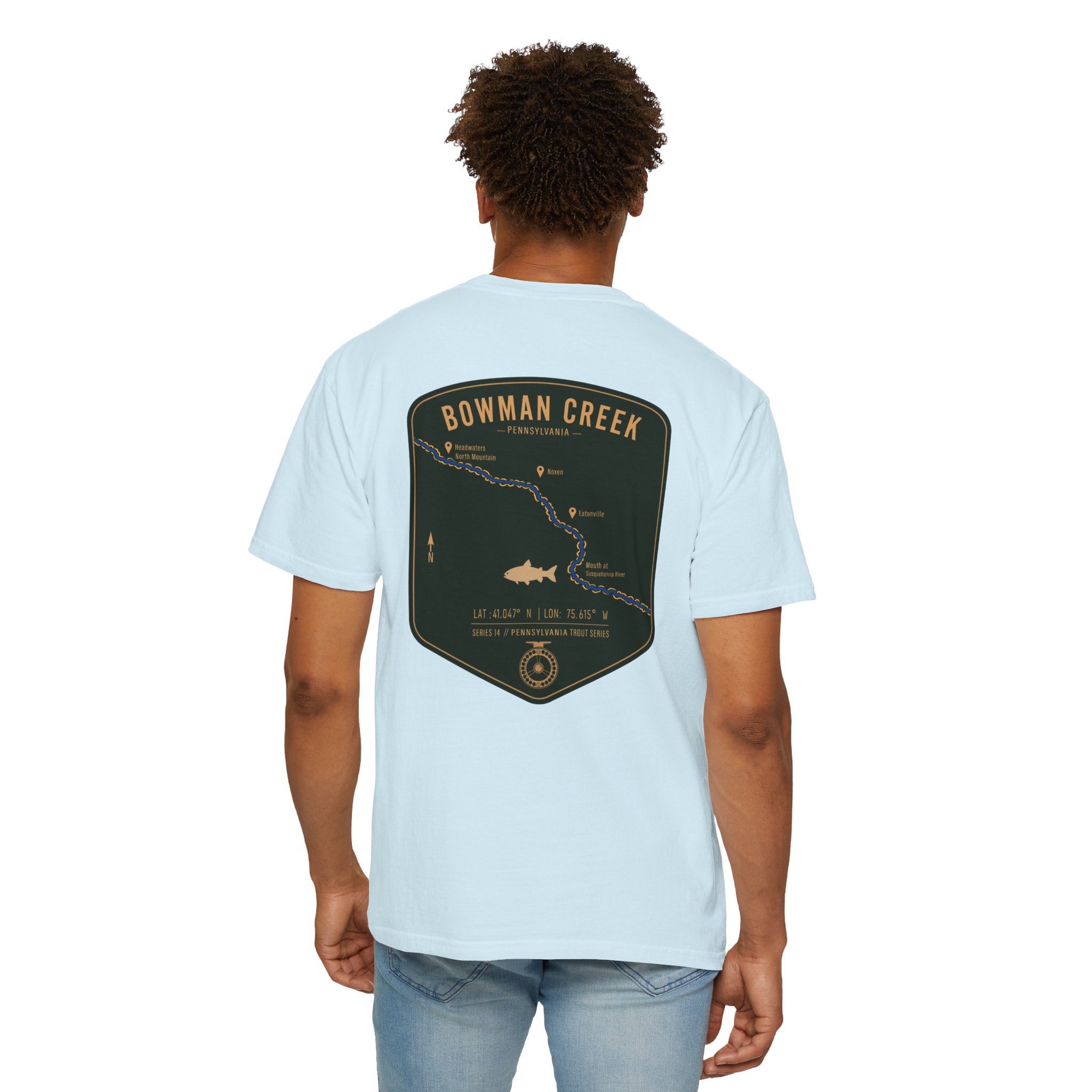 Bowman Creek Pennsylvania Fly Fishing T-Shirt - Series 14 Trout Map Tee for Anglers