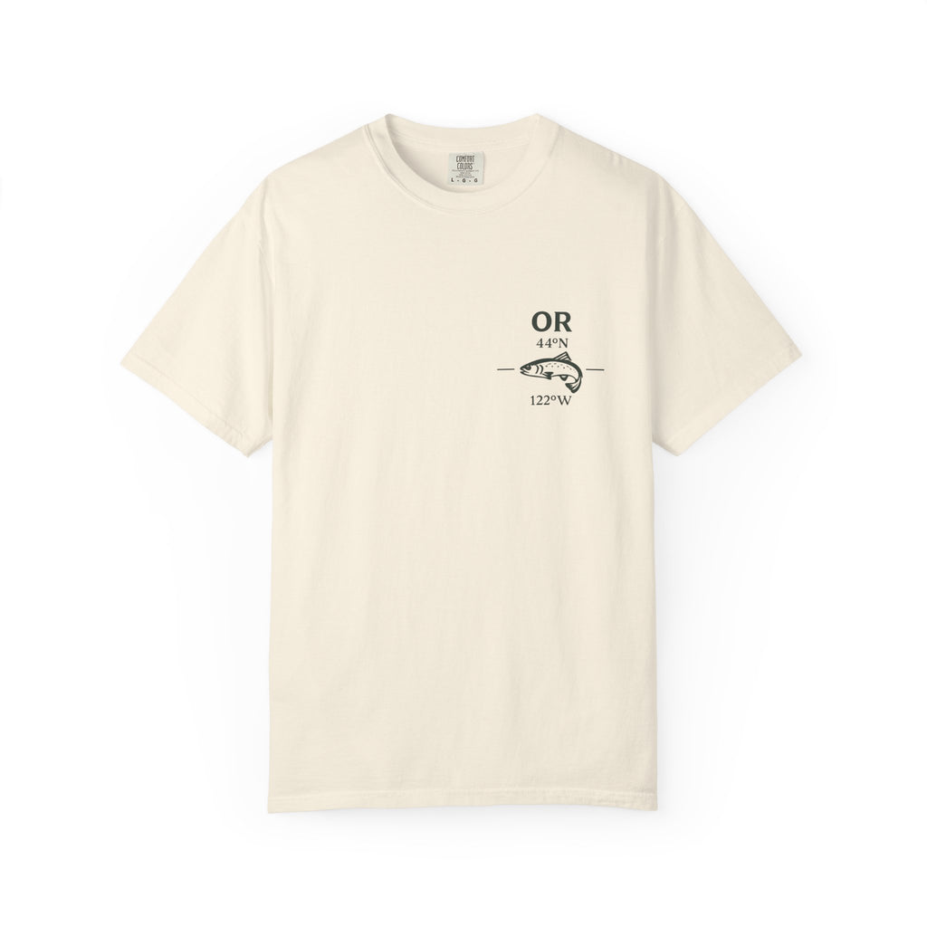 Deschutes River Oregon Fly Fishing T-Shirt - Vintage Trout Angler Map Tee - Warm Springs & Trout Creek Adventure Apparel