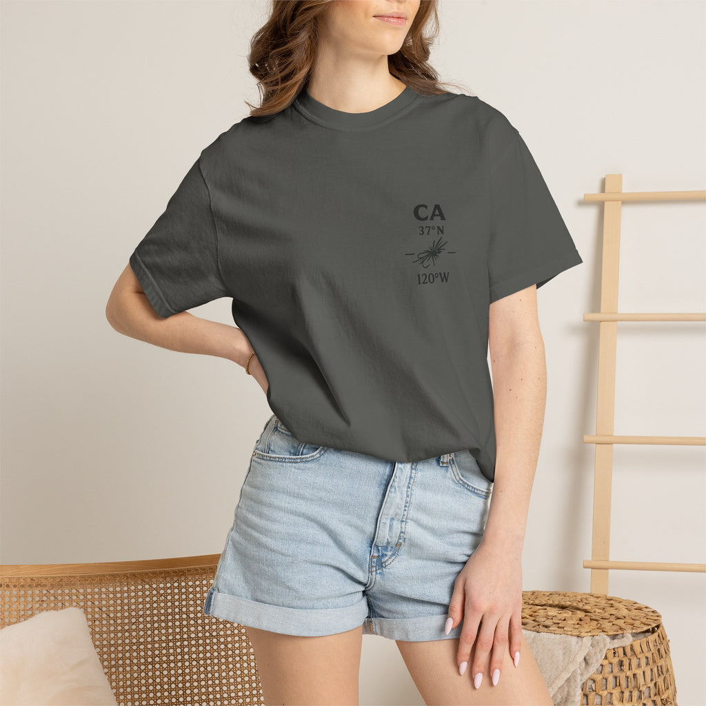 California - State Fly Fishing Badge — Rugged Cotton Tee