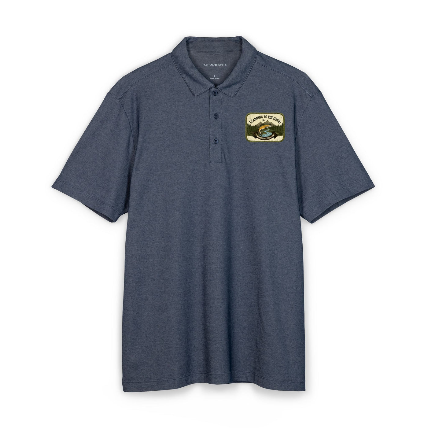 Learning to Fly (Fish) Fishing Map Polo | Port Authority® Fine Pique Blend
