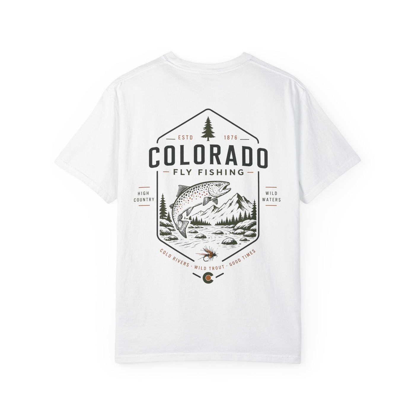 Colorado - State Fly Fishing Badge — Rugged Cotton Tee