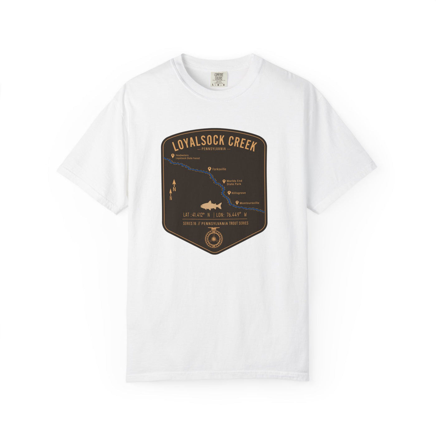 Loyalsock Creek PA Fishing Map | Rugged Cotton Trout Tee