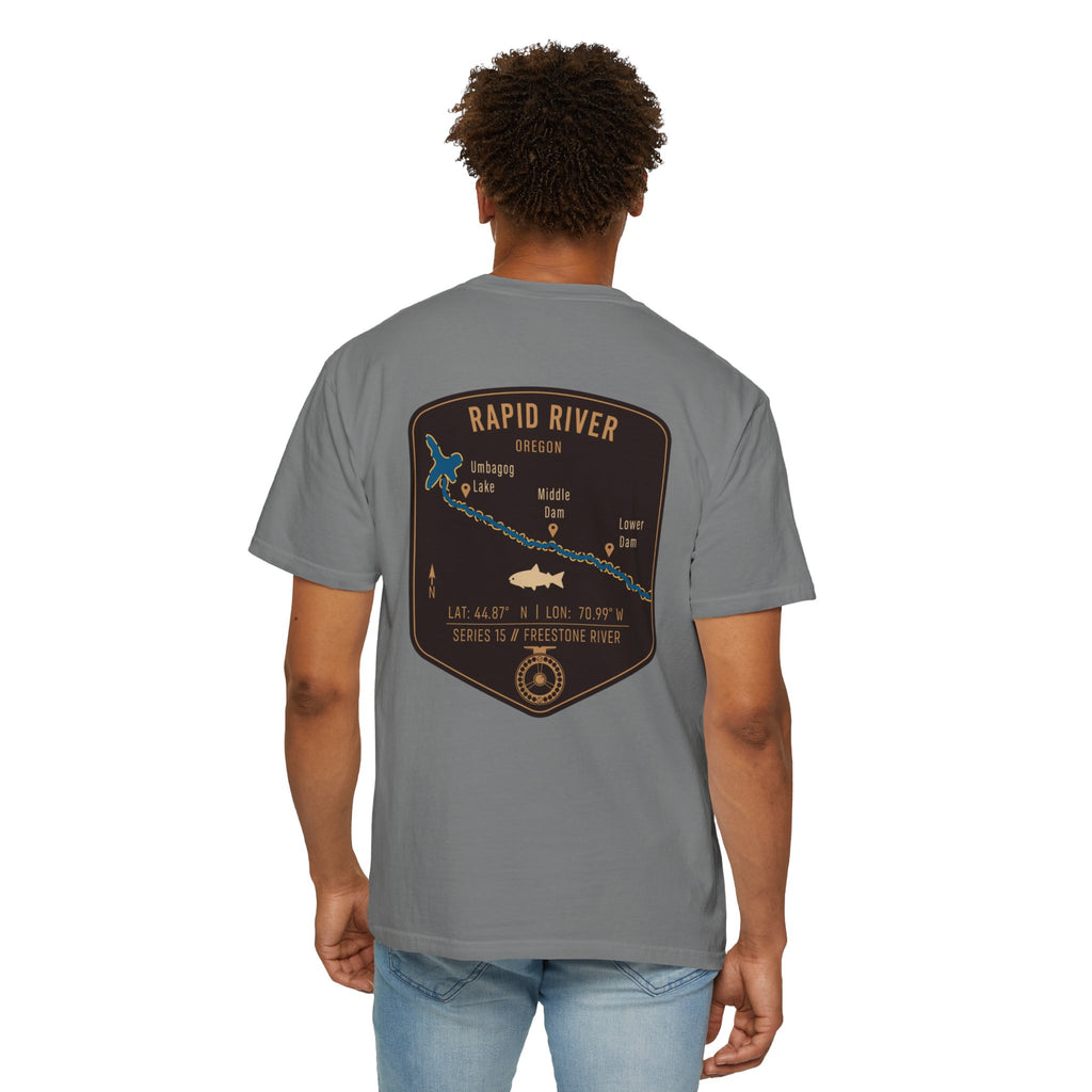 Rapid River Oregon Fly Fishing T-Shirt - Vintage River Map Graphic Tee - Premium Angler Gift