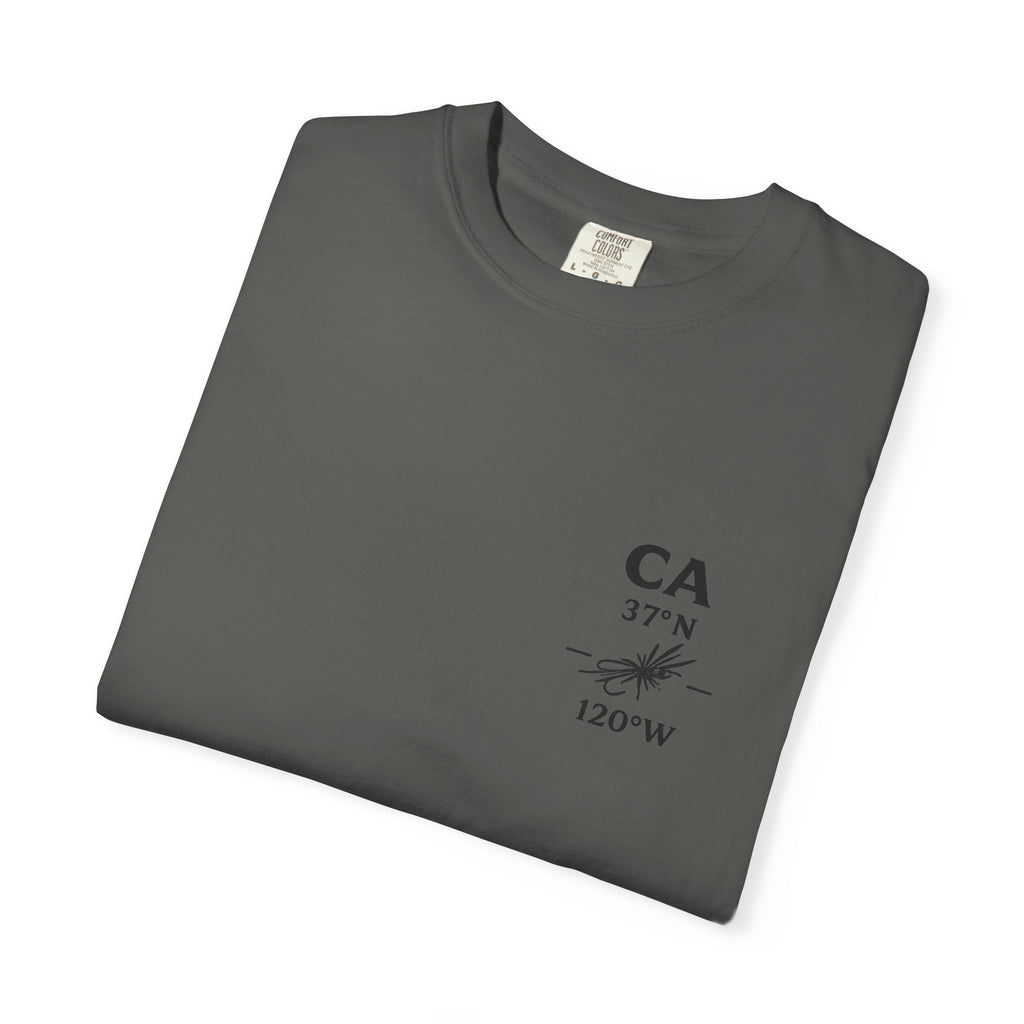 California - State Fly Fishing Badge — Rugged Cotton Tee