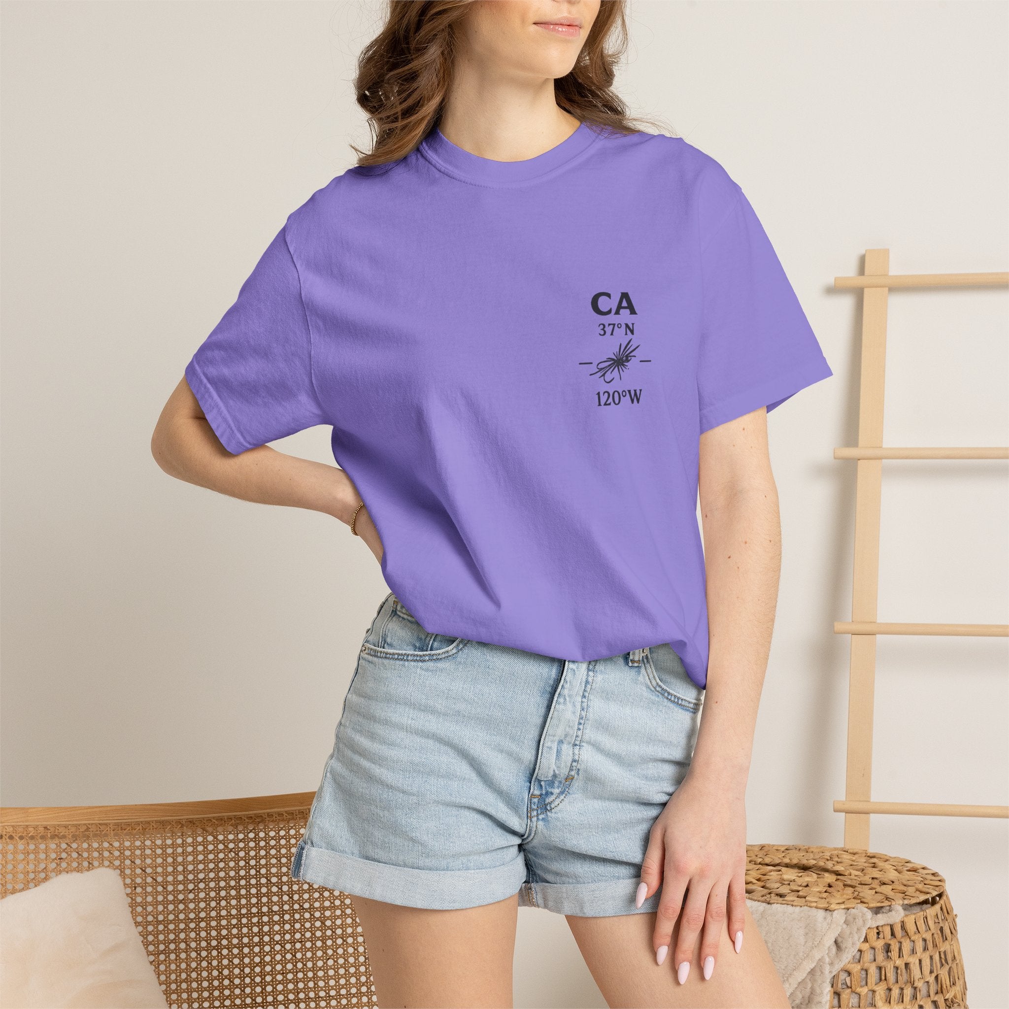 California - State Fly Fishing Badge — Rugged Cotton Tee