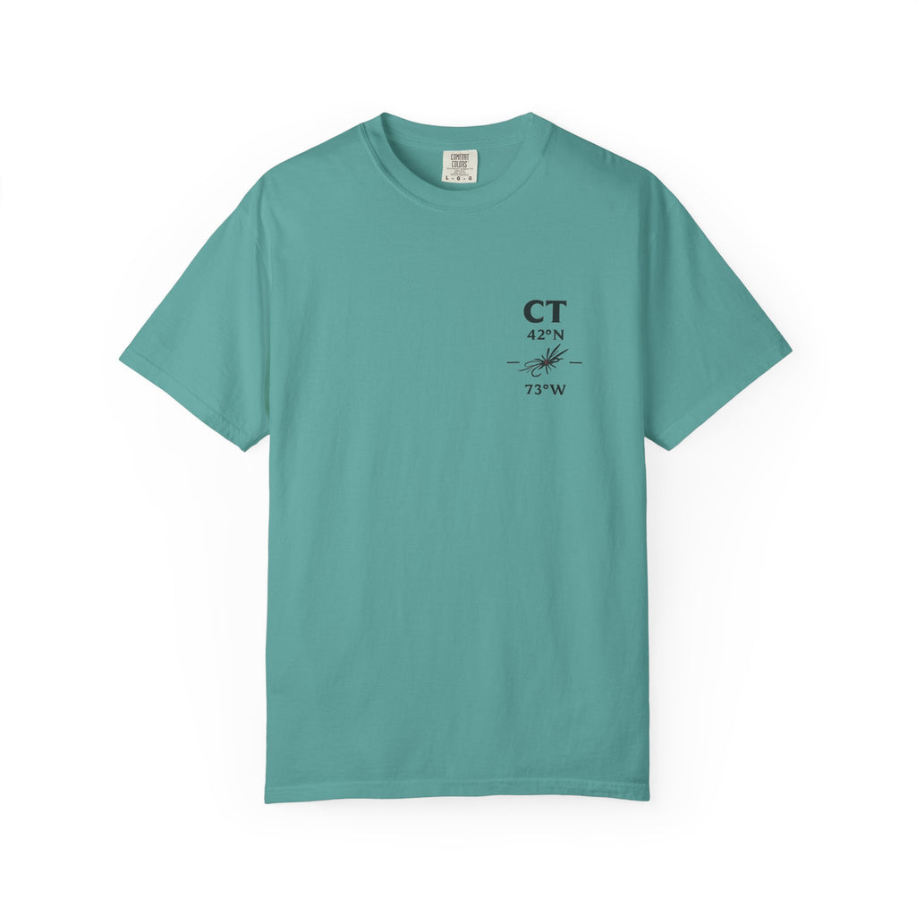Connecticut - State Fly Fishing Badge — Rugged Cotton Tee