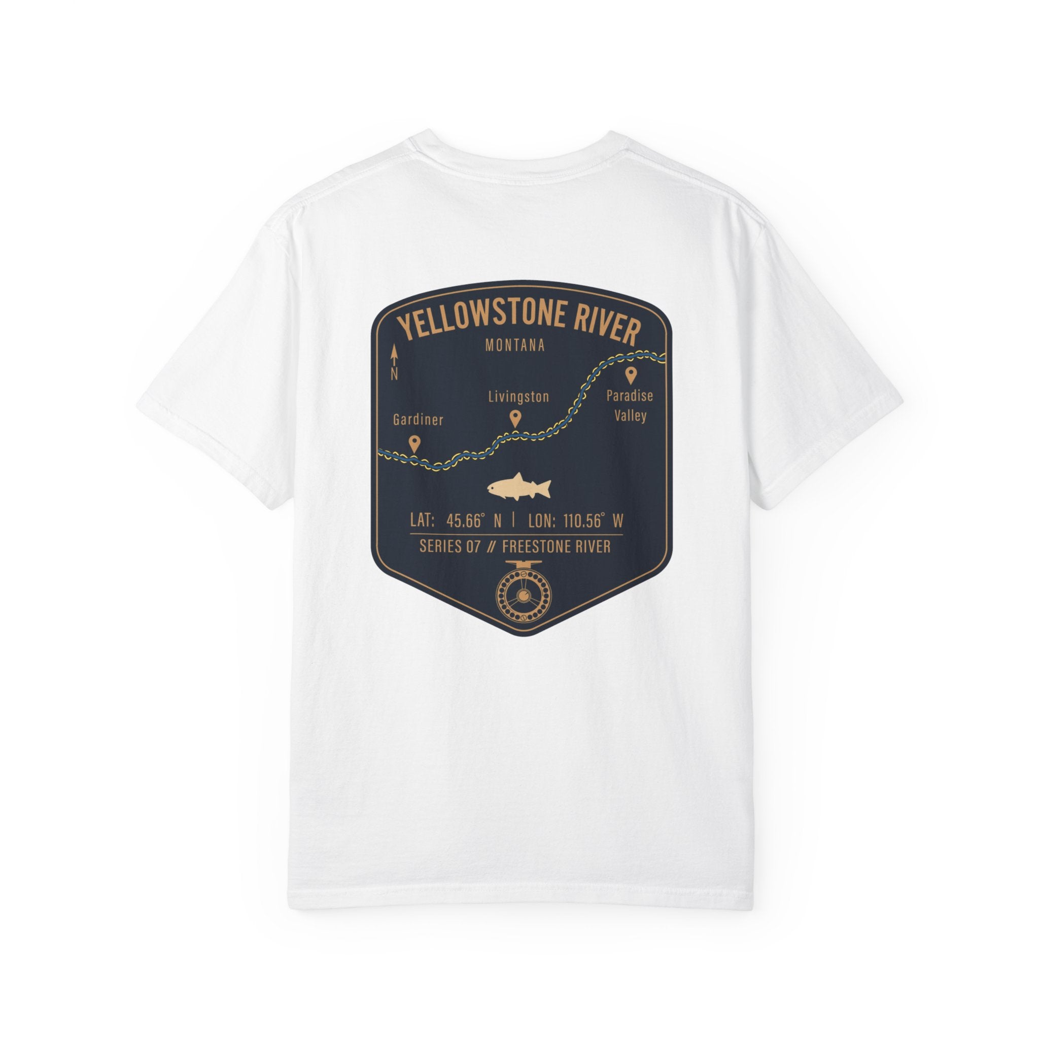 Yellowstone River Montana Fly Fishing T-Shirt - Premium Vintage Trout Map Graphic Tee for Anglers - Livingston & Paradise Valley