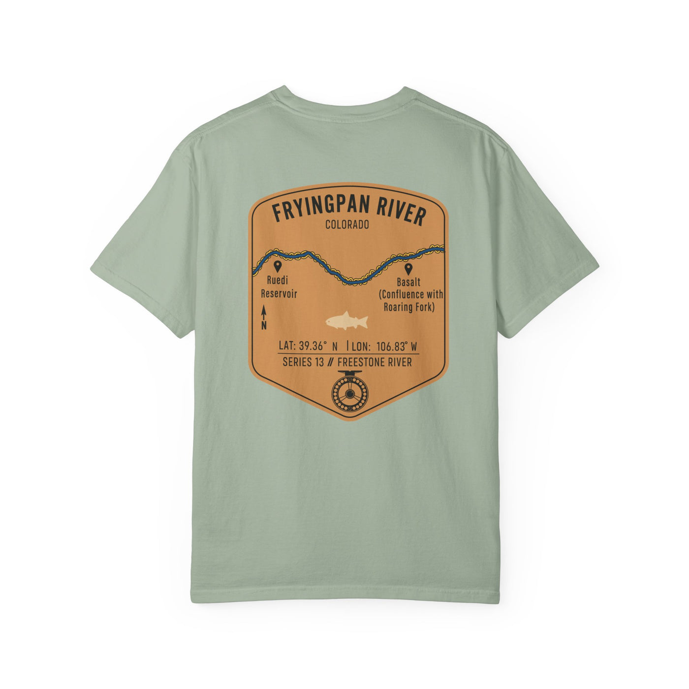 Fryingpan River Colorado Fly Fishing T-Shirt - Vintage Map Graphic - Basalt & Ruedi Reservoir Trout Fishing Tee