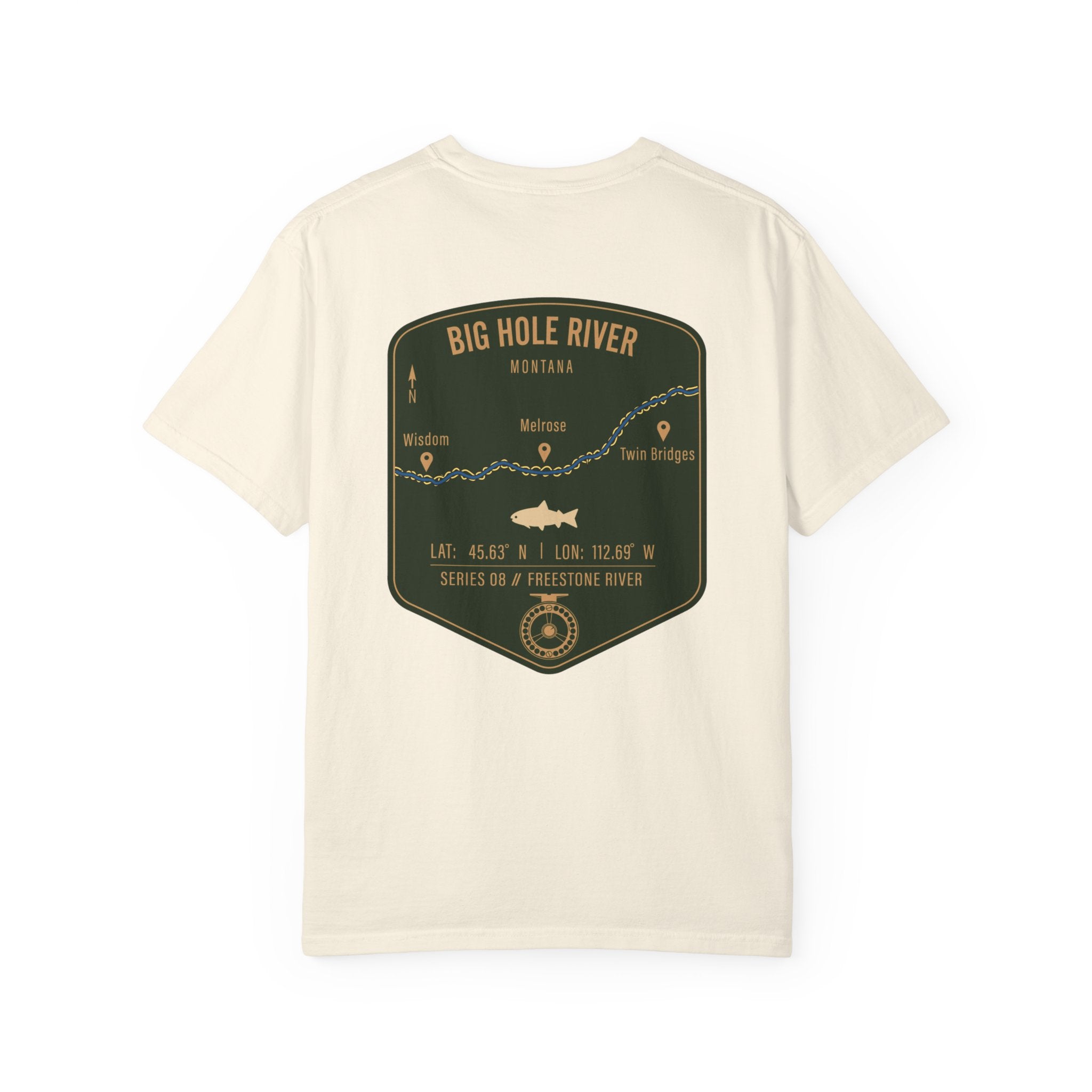 Big Hole River Montana Fly Fishing T-Shirt - Vintage Freestone River Map Tee - Premium Angler Gift