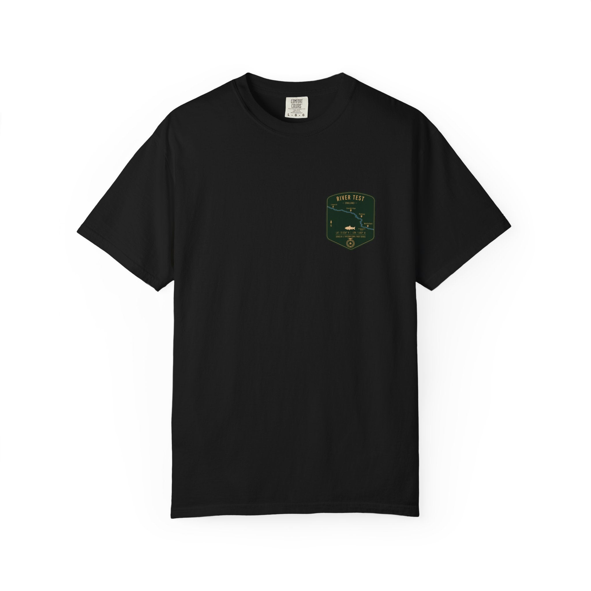 Global Series - River Test Fishing Map Pocket-Size Patch — Rugged Cotton Tee