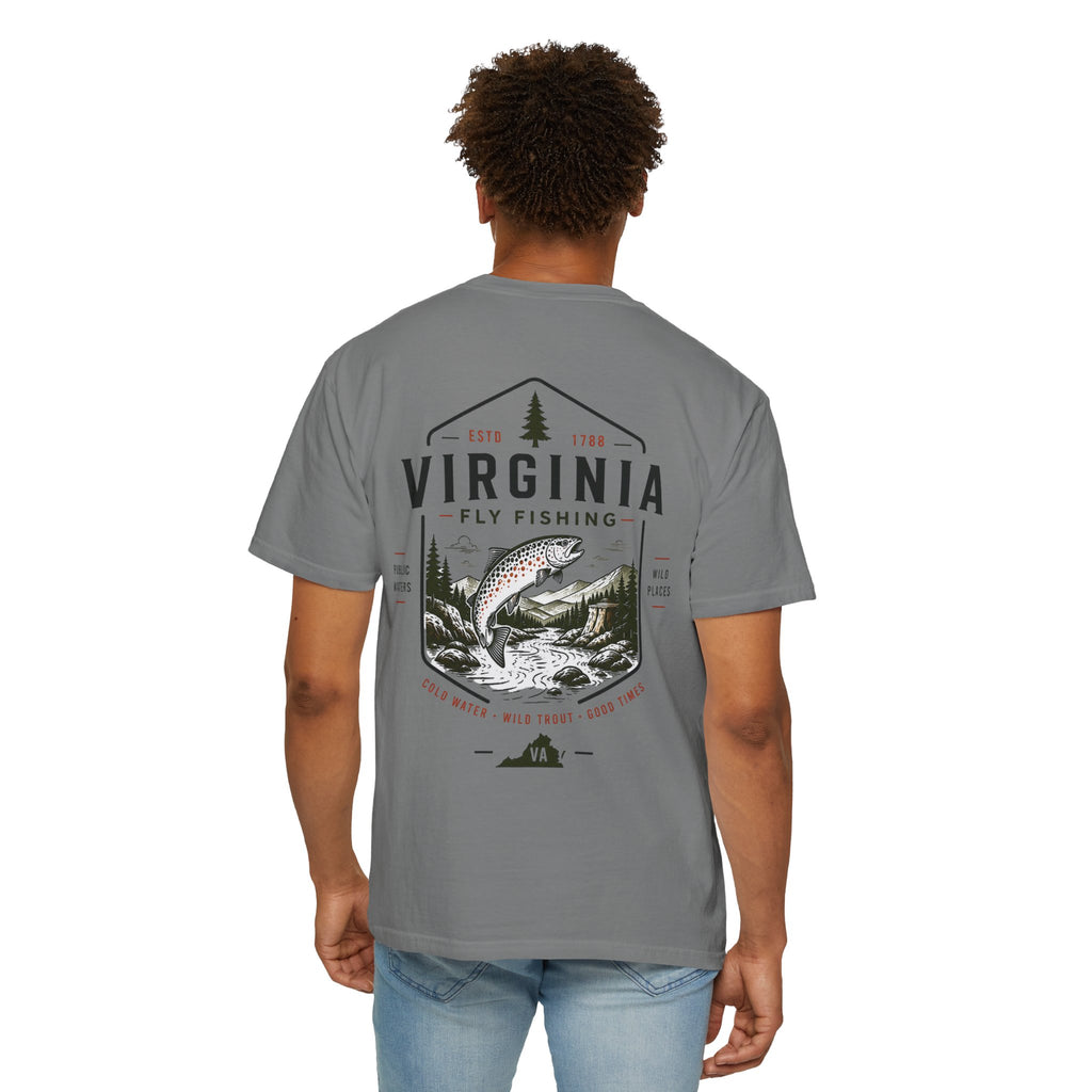 Virginia - State Fly Fishing Badge — Rugged Cotton Tee