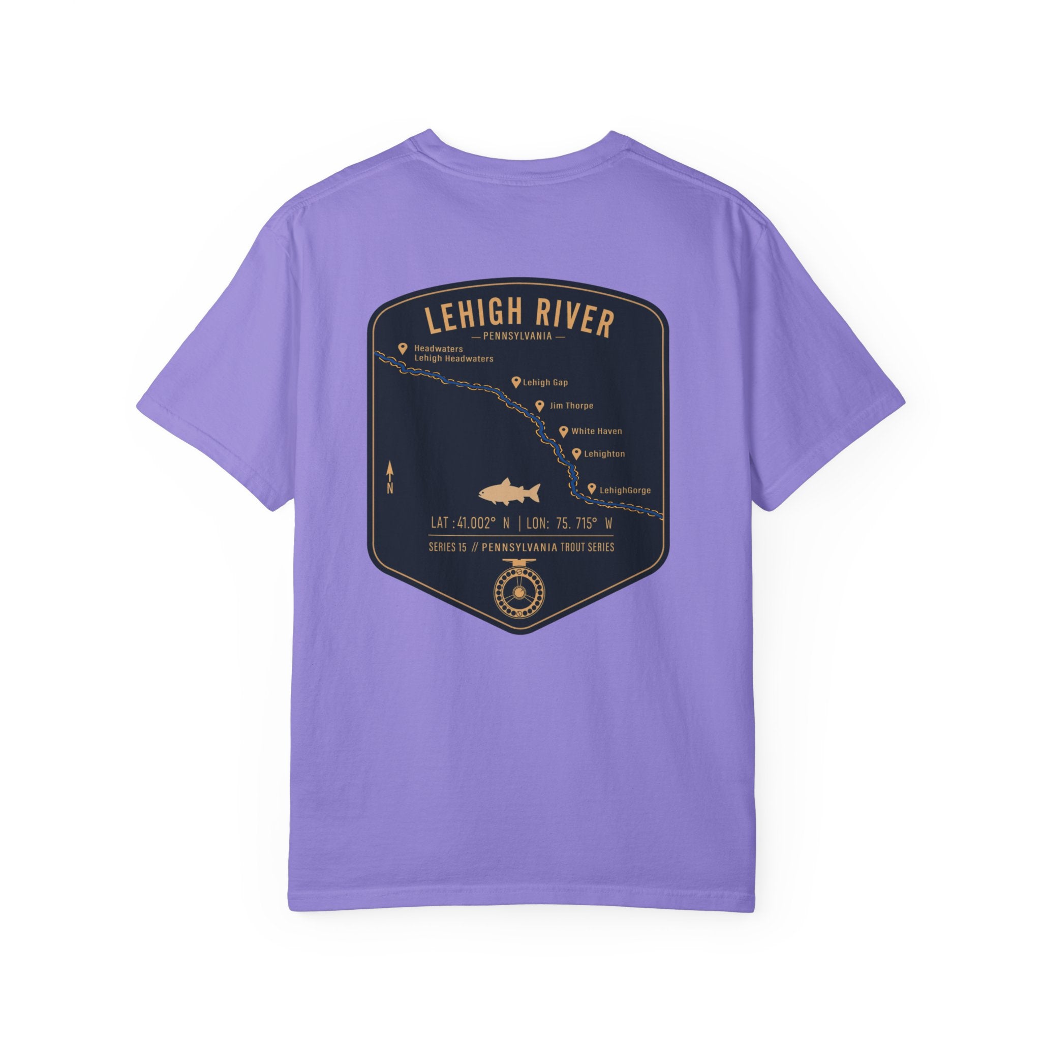 Lehigh River Pennsylvania Trout Fishing T-Shirt - Fly Fishing Map Tee with Jim Thorpe & Lehigh Gorge - Premium Angler Gift