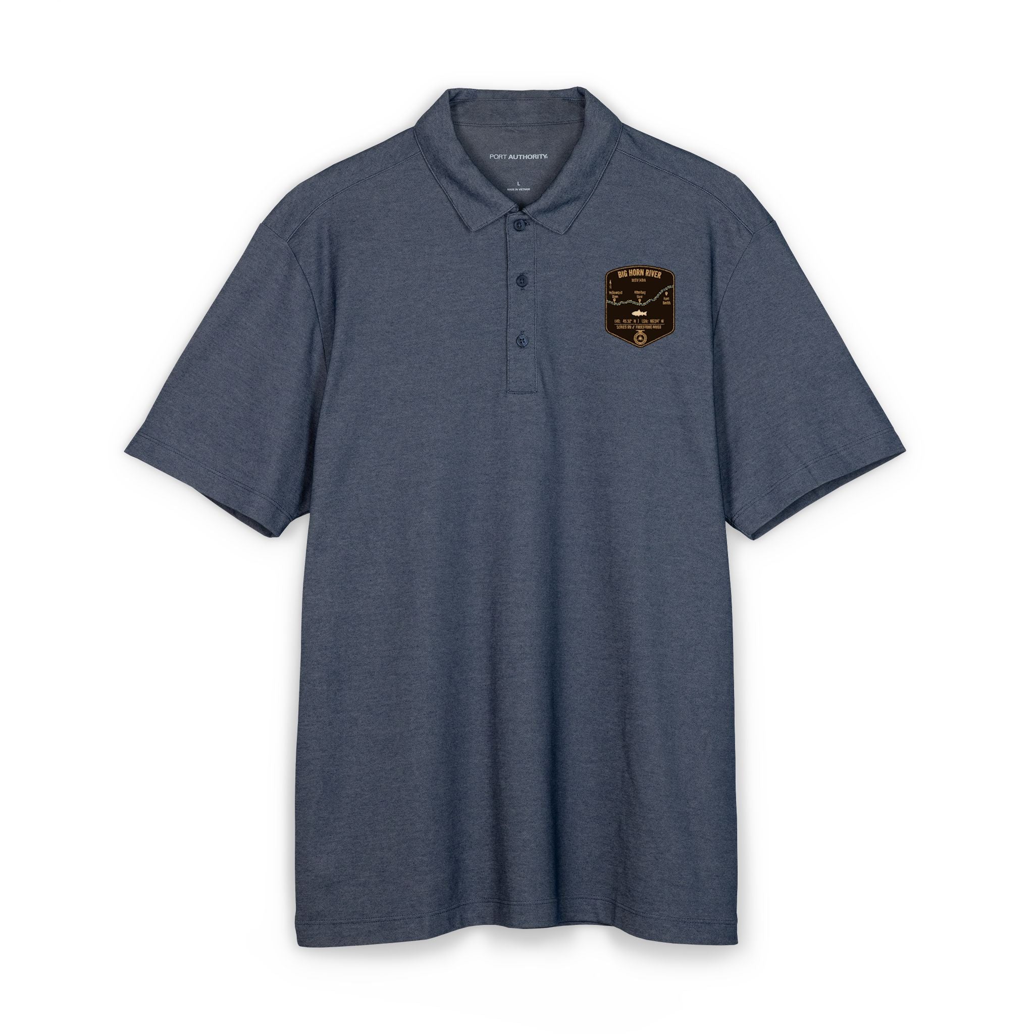 Big Horn River Fishing Map Polo | Port Authority® Fine Pique Blend
