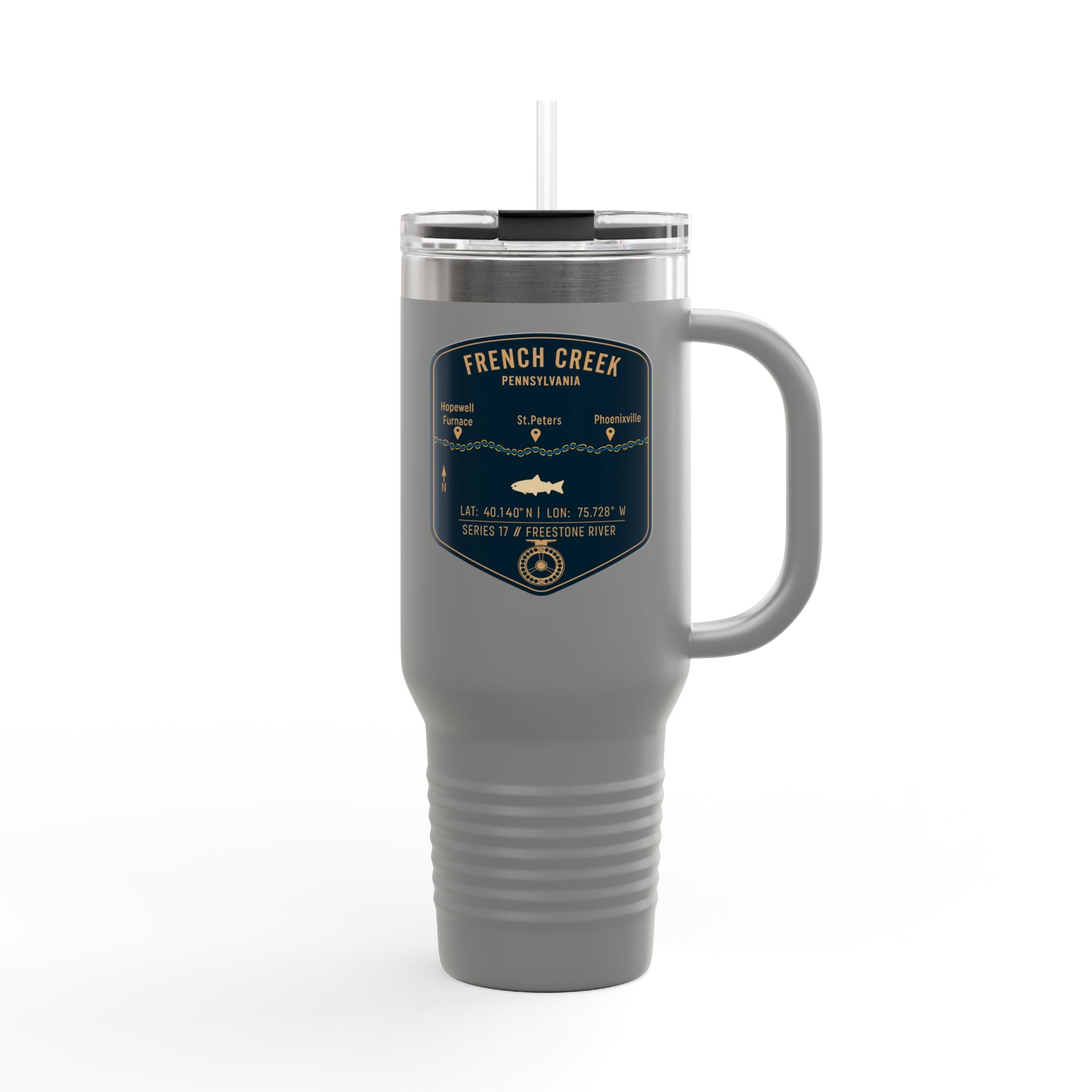French Creek Fishing Badge Travel Mug | 40oz Insulated Tumbler