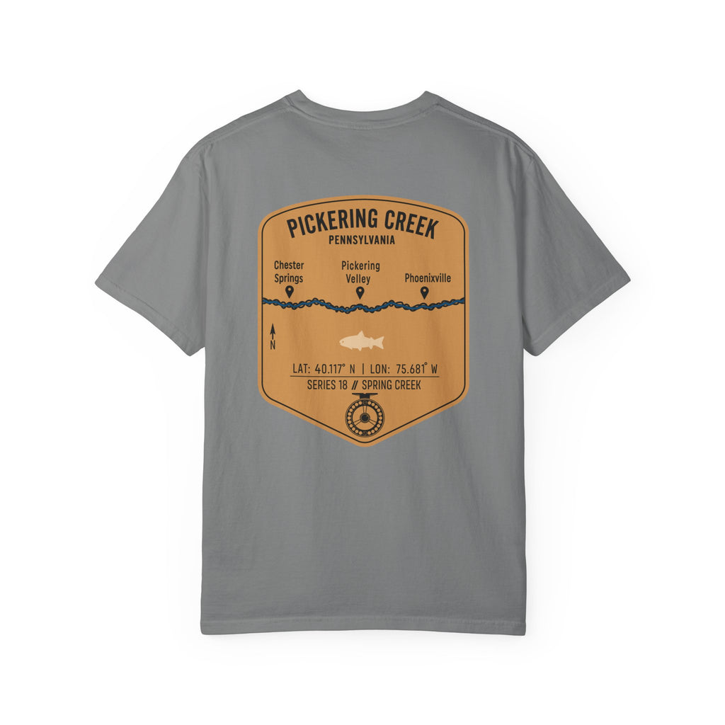 Pickering Creek Pennsylvania Fly Fishing T-Shirt - Chester Springs Phoenixville PA Angler Gift - Vintage Badge Tee