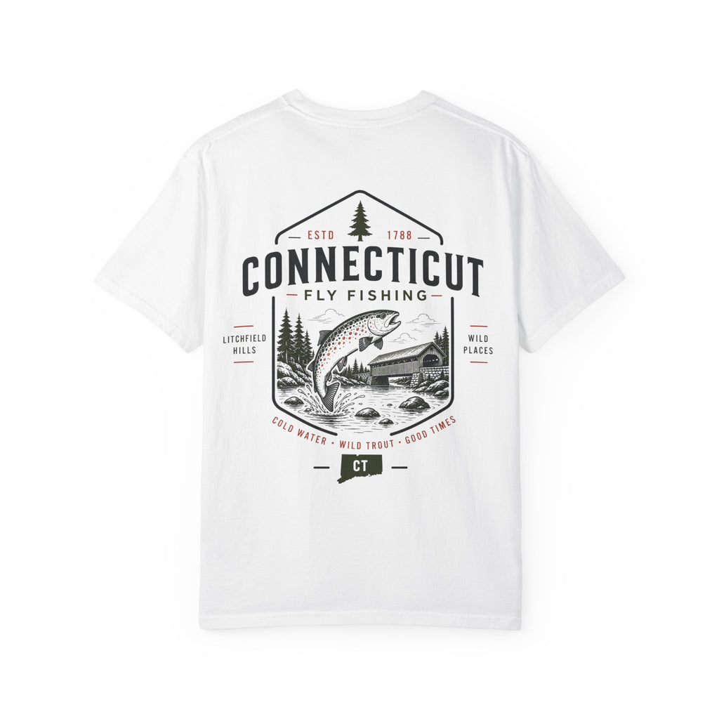 Connecticut - State Fly Fishing Badge — Rugged Cotton Tee