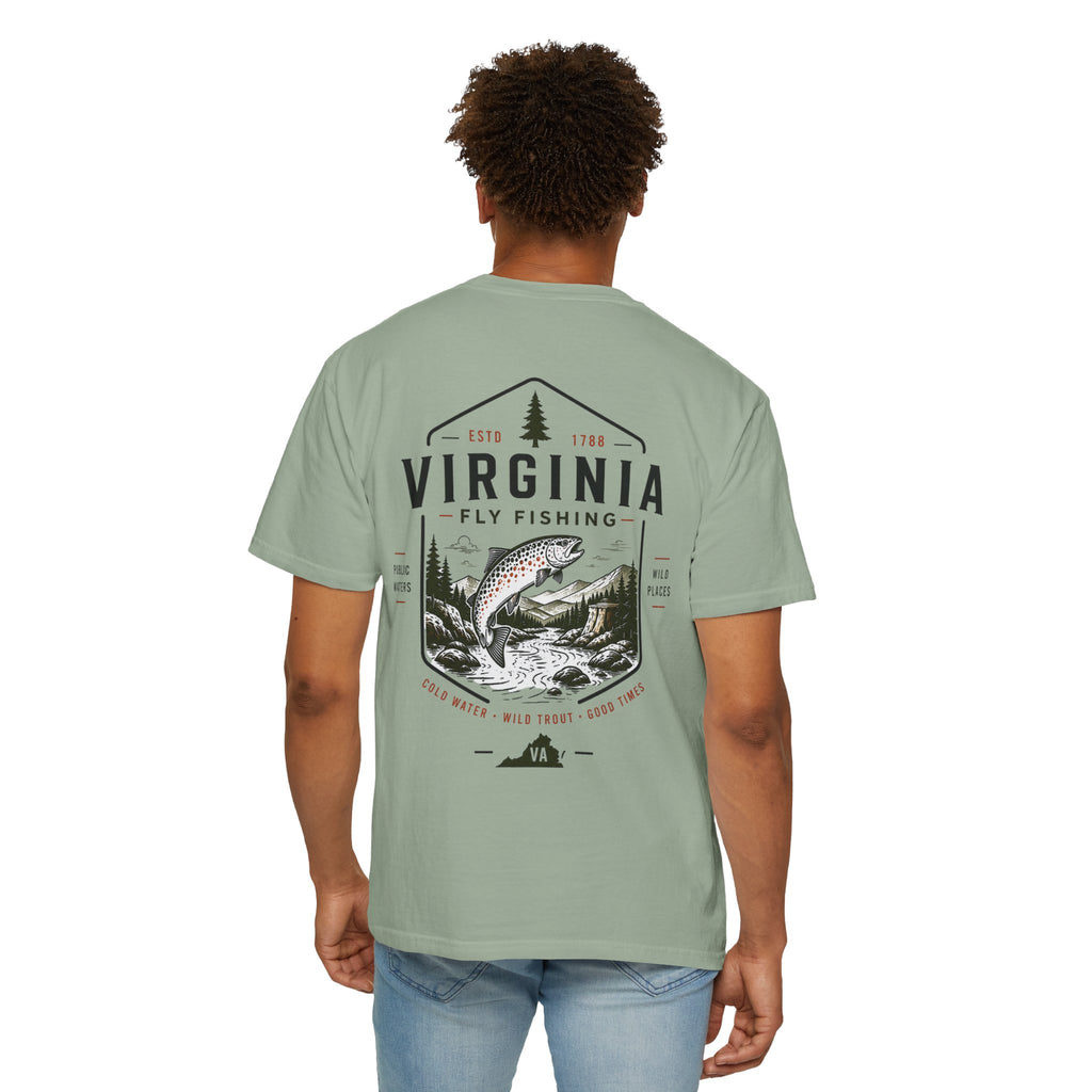 Virginia - State Fly Fishing Badge — Rugged Cotton Tee