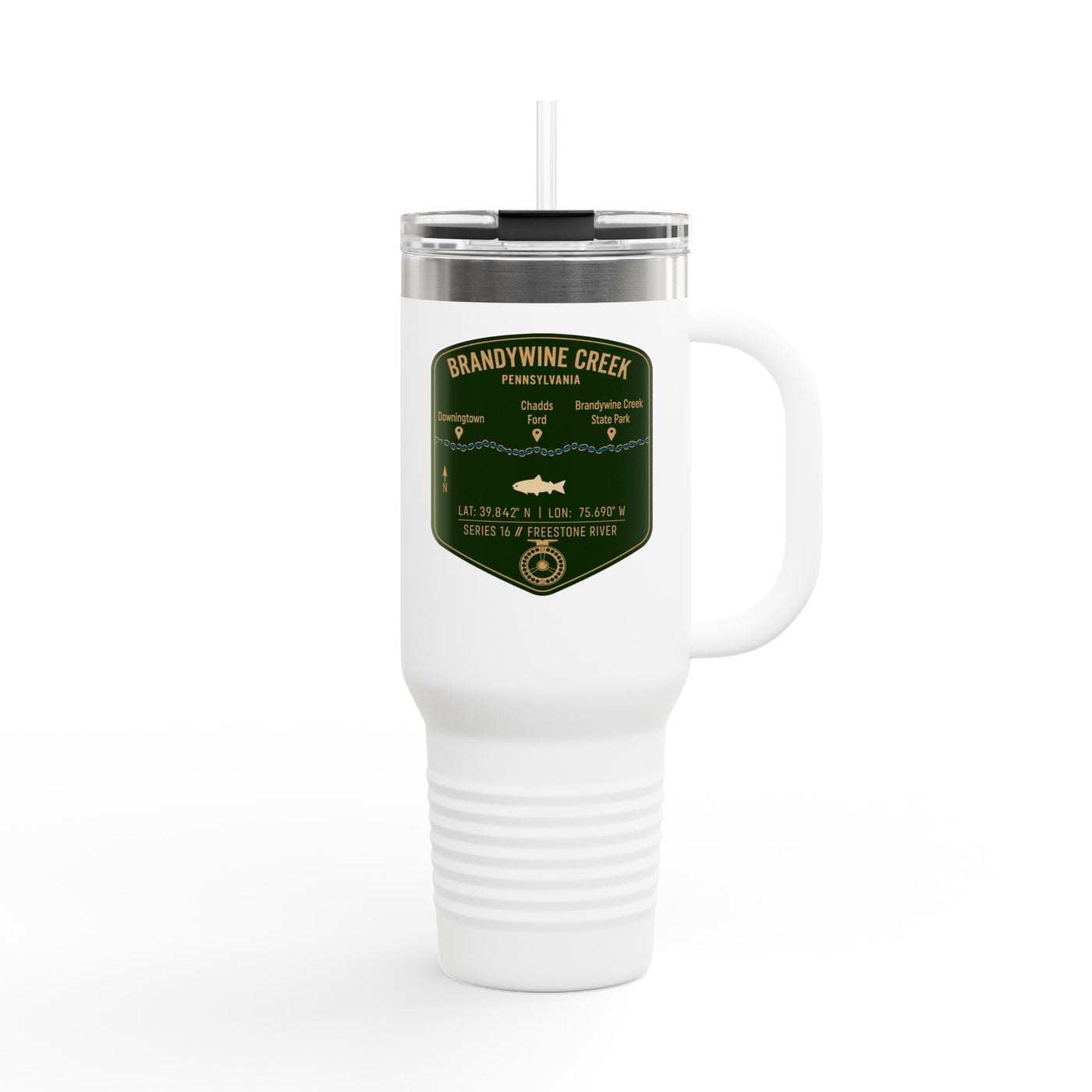 Brandywine Creek Fishing Badge Travel Mug | 40oz Insulated Tumbler