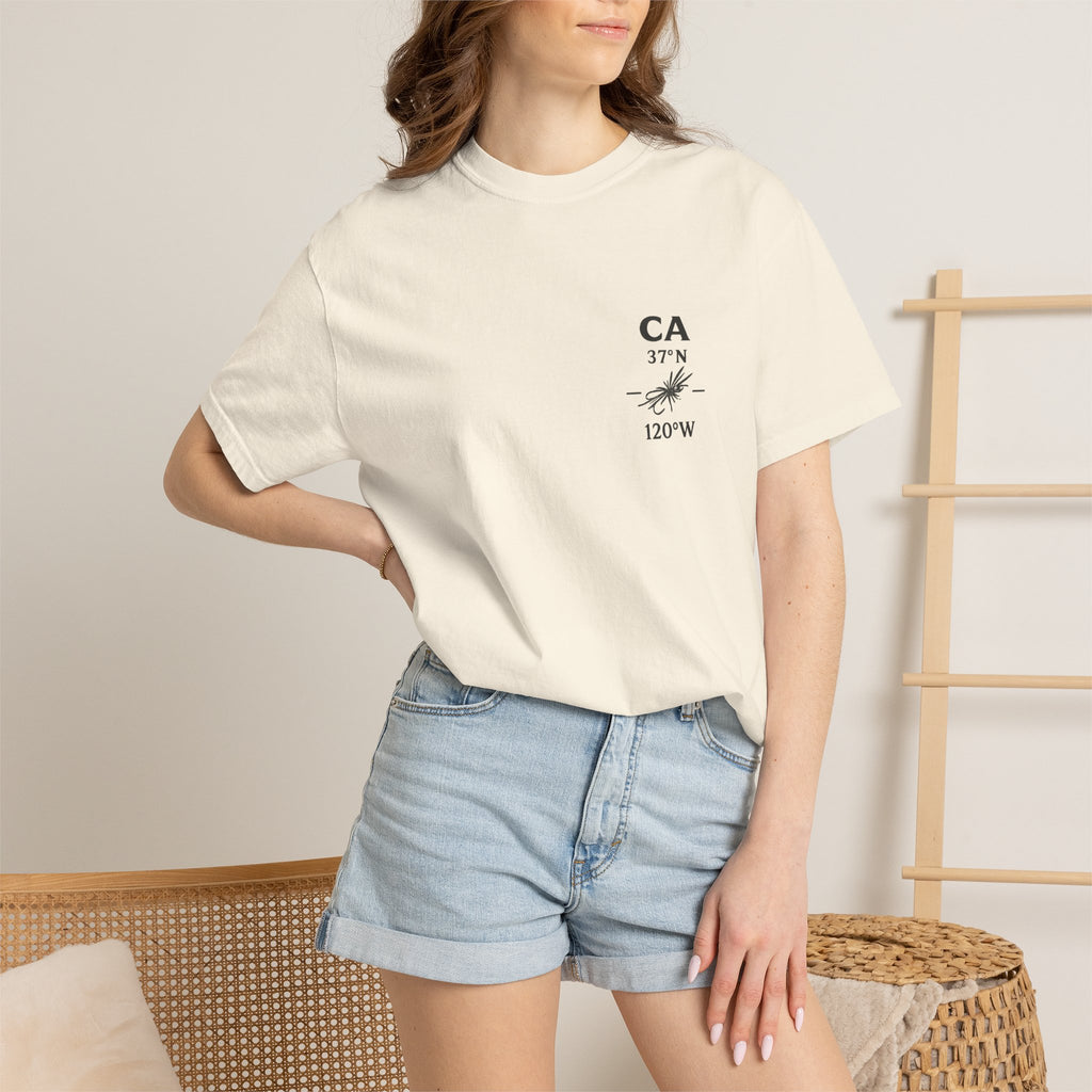 California - State Fly Fishing Badge — Rugged Cotton Tee
