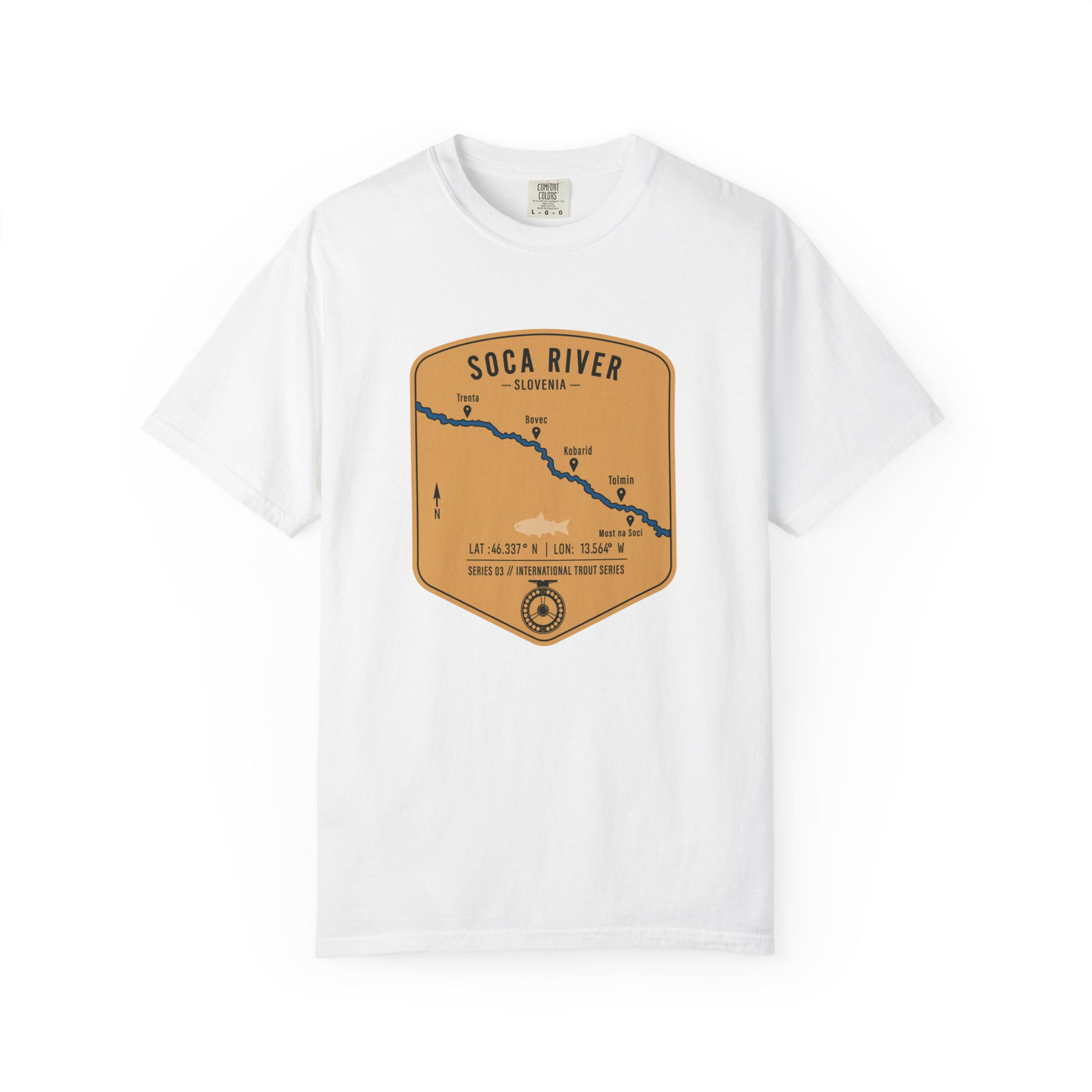 Global Series - Soca River Slovenia Fishing Map | Rugged Cotton Trout Tee