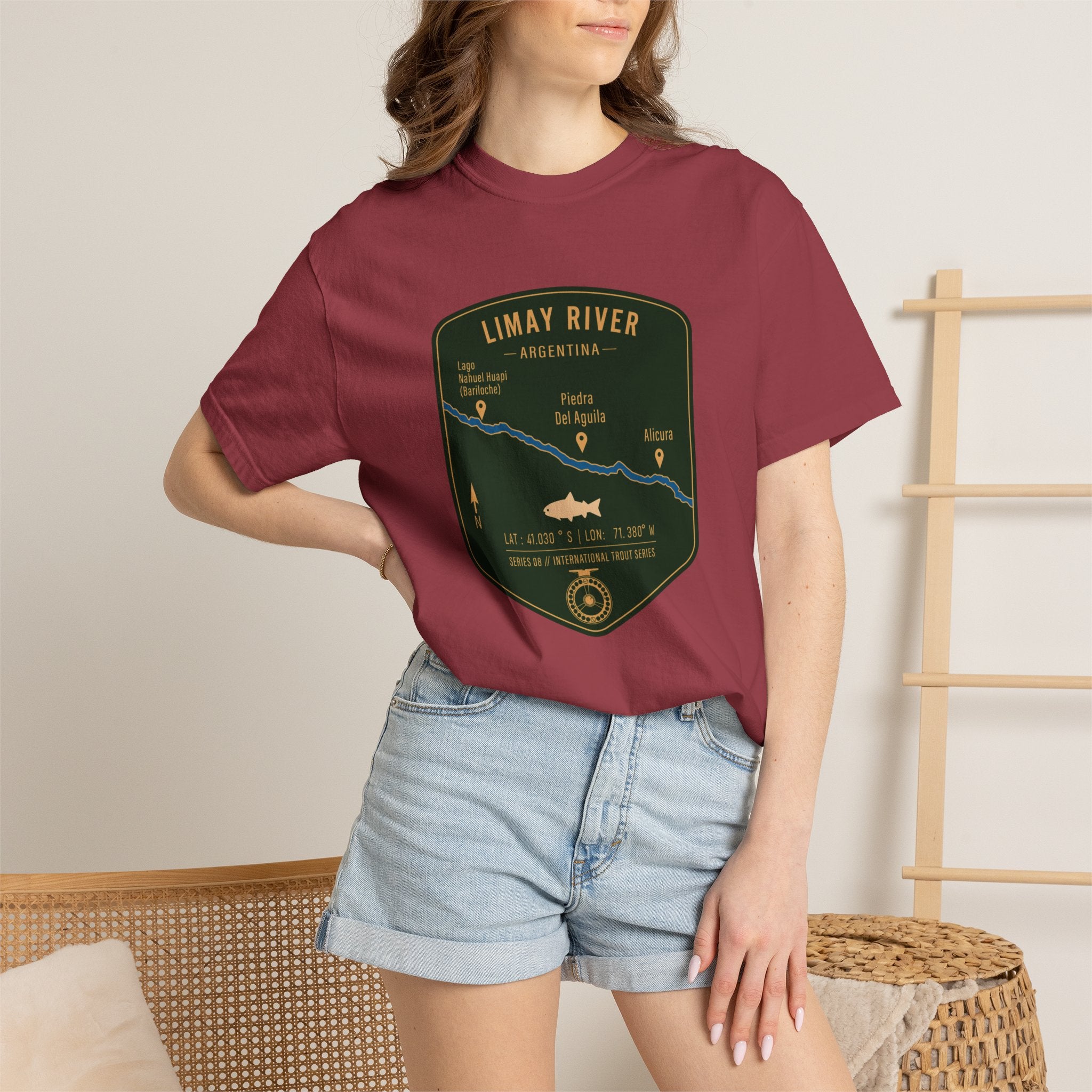 Global Series - Limay River Argentina Fishing Map | Rugged Cotton Trout Tee