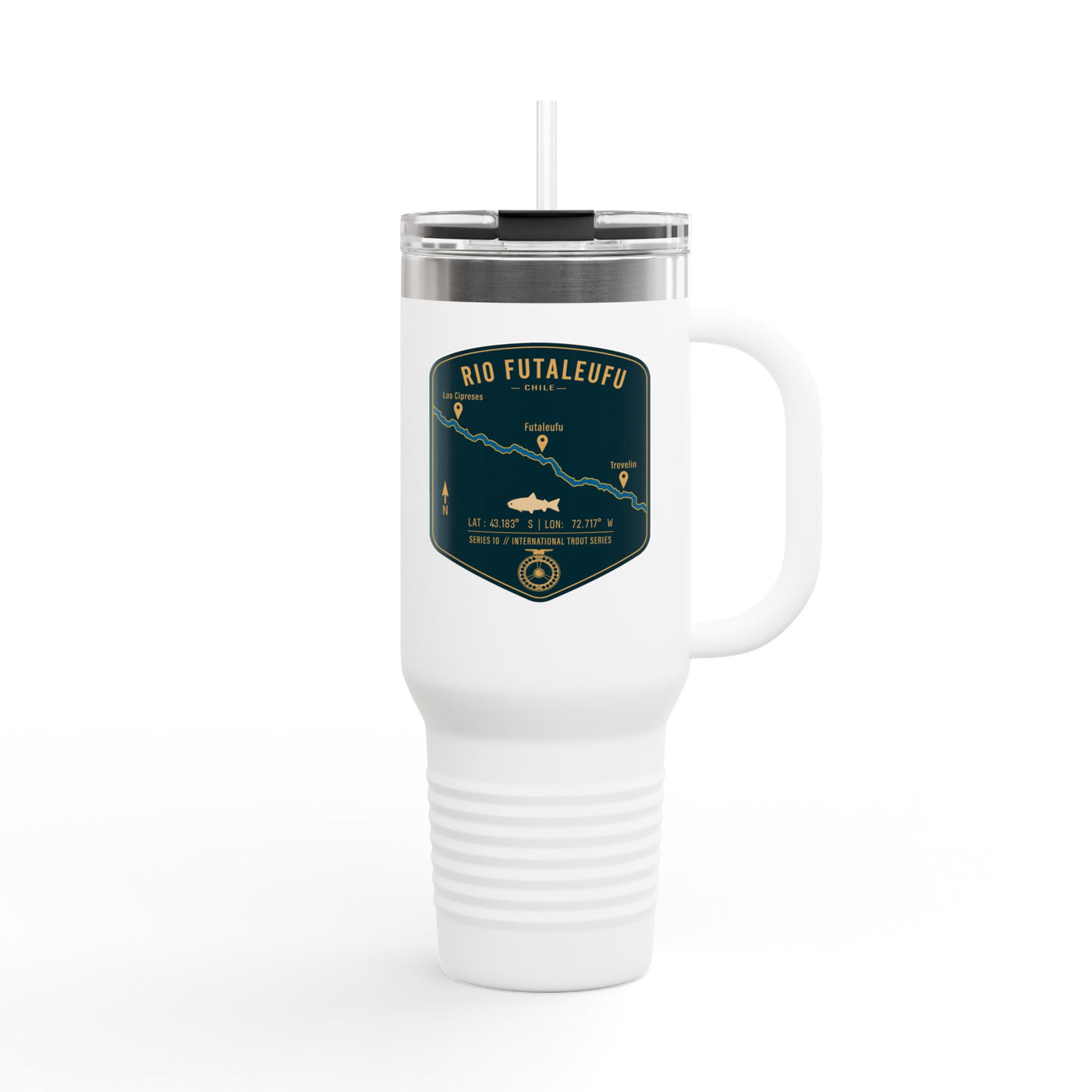 Rio Futaleufu Fishing Badge Travel Mug | 40oz Insulated Tumbler