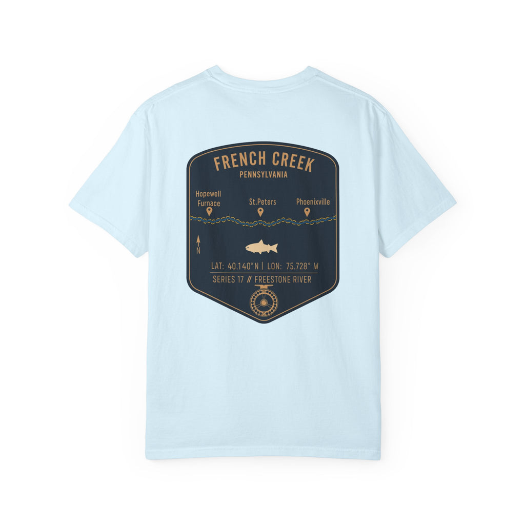 French Creek Pennsylvania Fly Fishing T-Shirt - Vintage Angler Tee with Hopewell Furnace & Phoenixville - Premium Fishing Gift for Men