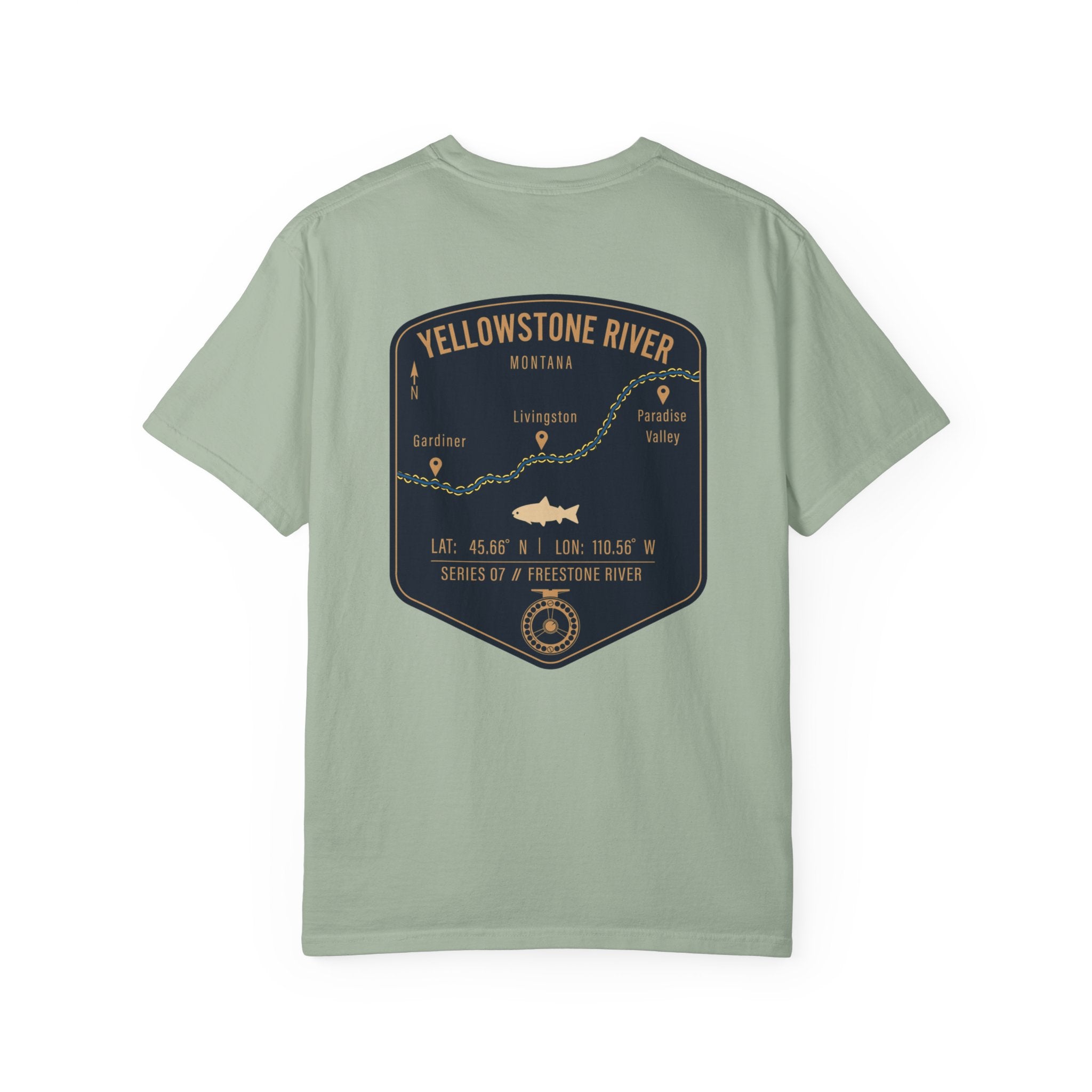 Yellowstone River Montana Fly Fishing T-Shirt - Premium Vintage Trout Map Graphic Tee for Anglers - Livingston & Paradise Valley