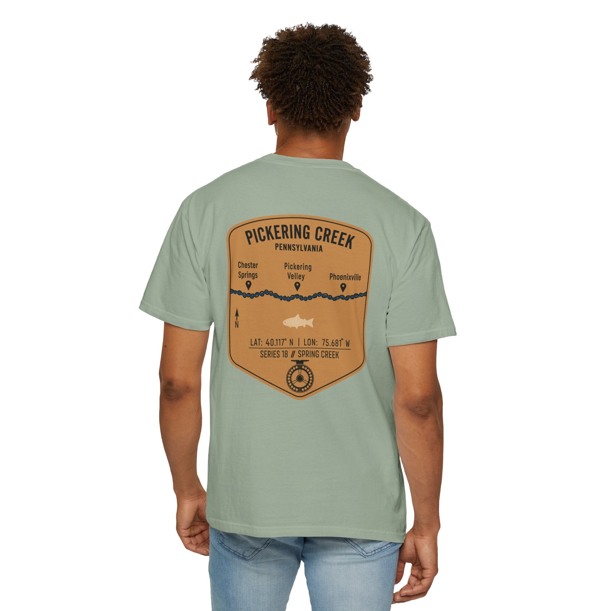 Pickering Creek Pennsylvania Fly Fishing T-Shirt - Chester Springs Phoenixville PA Angler Gift - Vintage Badge Tee