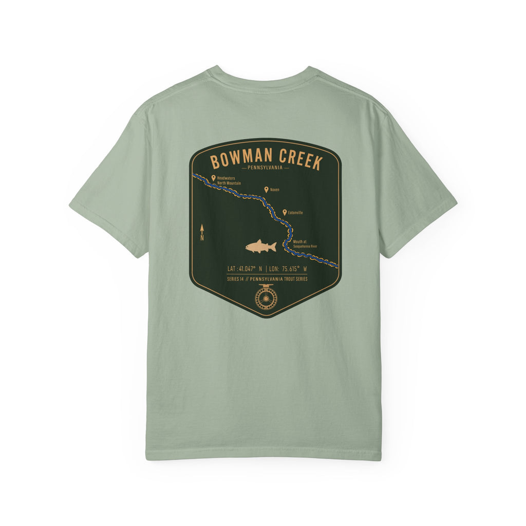 Bowman Creek Pennsylvania Fly Fishing T-Shirt - Series 14 Trout Map Tee for Anglers