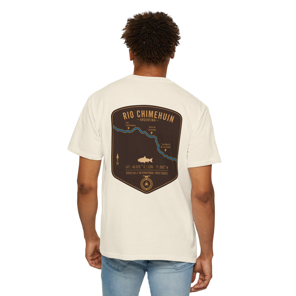 Rio Chimehuin Argentina Fly Fishing T-Shirt - Vintage Patagonia Trout Series Map Tee - Junin de los Andes Souvenir