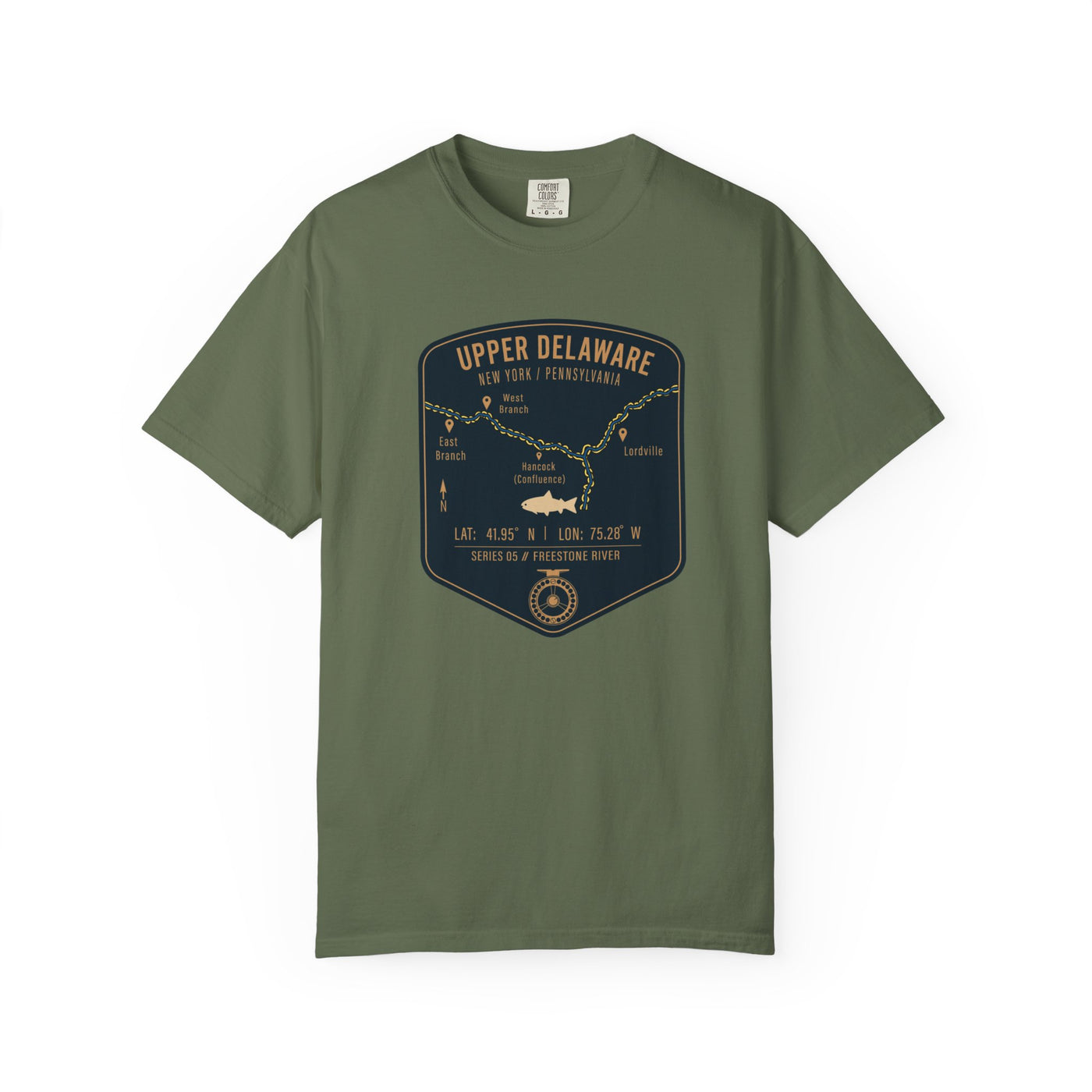 Upper Delaware Fishing Map | Rugged Cotton Trout Tee
