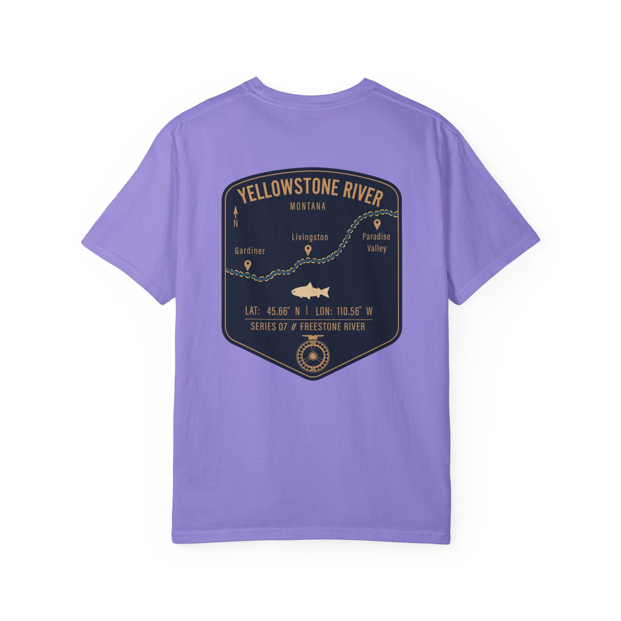Yellowstone River Montana Fly Fishing T-Shirt - Premium Vintage Trout Map Graphic Tee for Anglers - Livingston & Paradise Valley