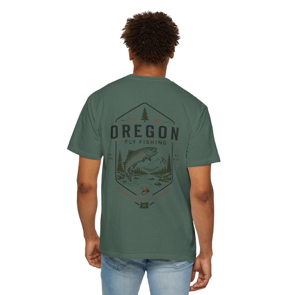 Oregon - State Fly Fishing Badge — Rugged Cotton Tee