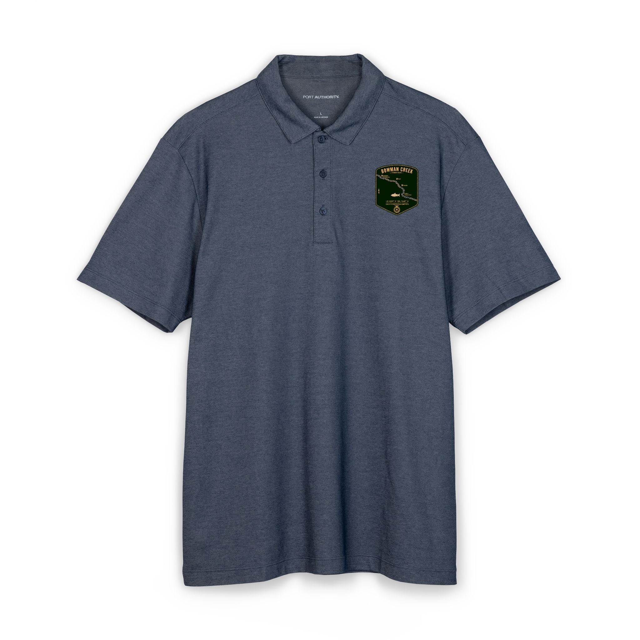 Bowman Creek Fishing Map Polo | Port Authority® Fine Pique Blend