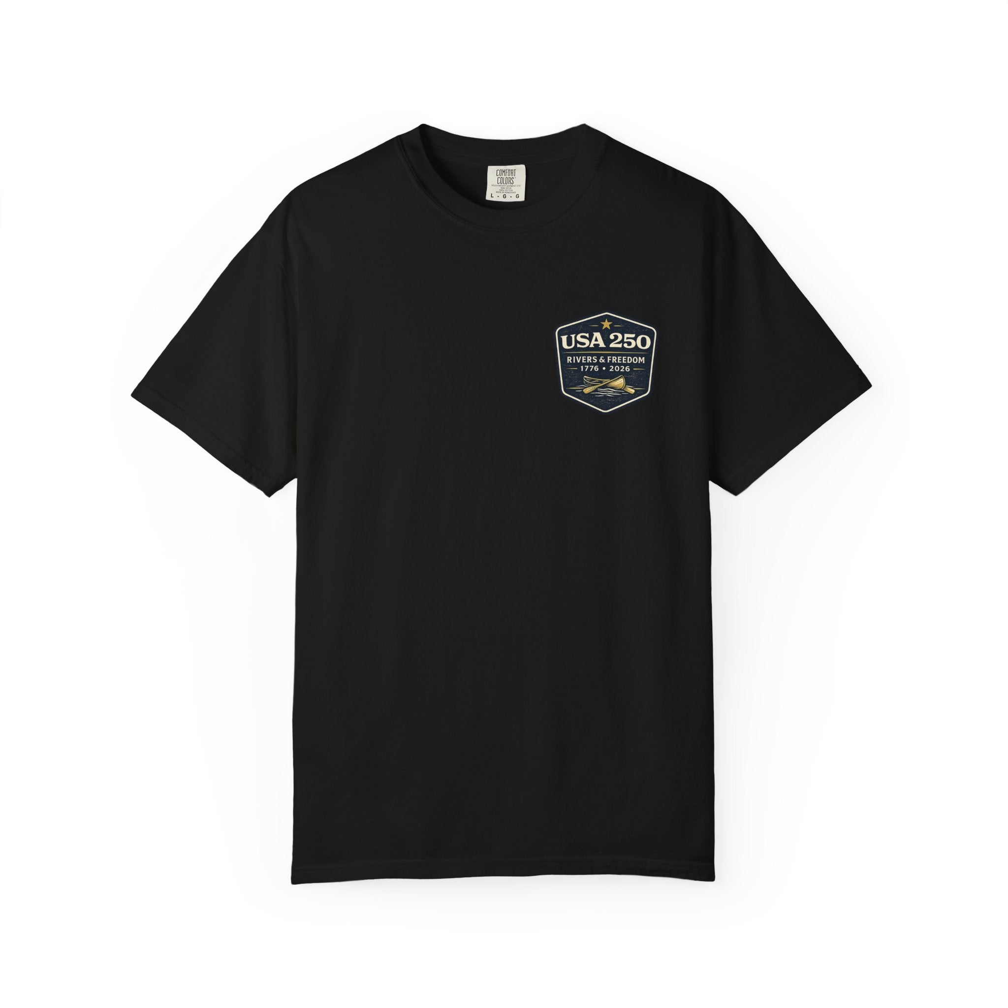 USA 250 River Heritage Light Color Back Badge Rugged Cotton Tee
