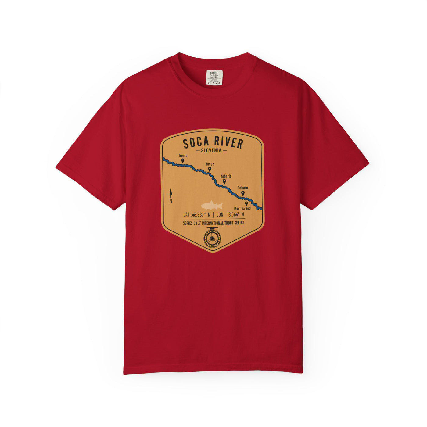 Global Series - Soca River Slovenia Fishing Map | Rugged Cotton Trout Tee