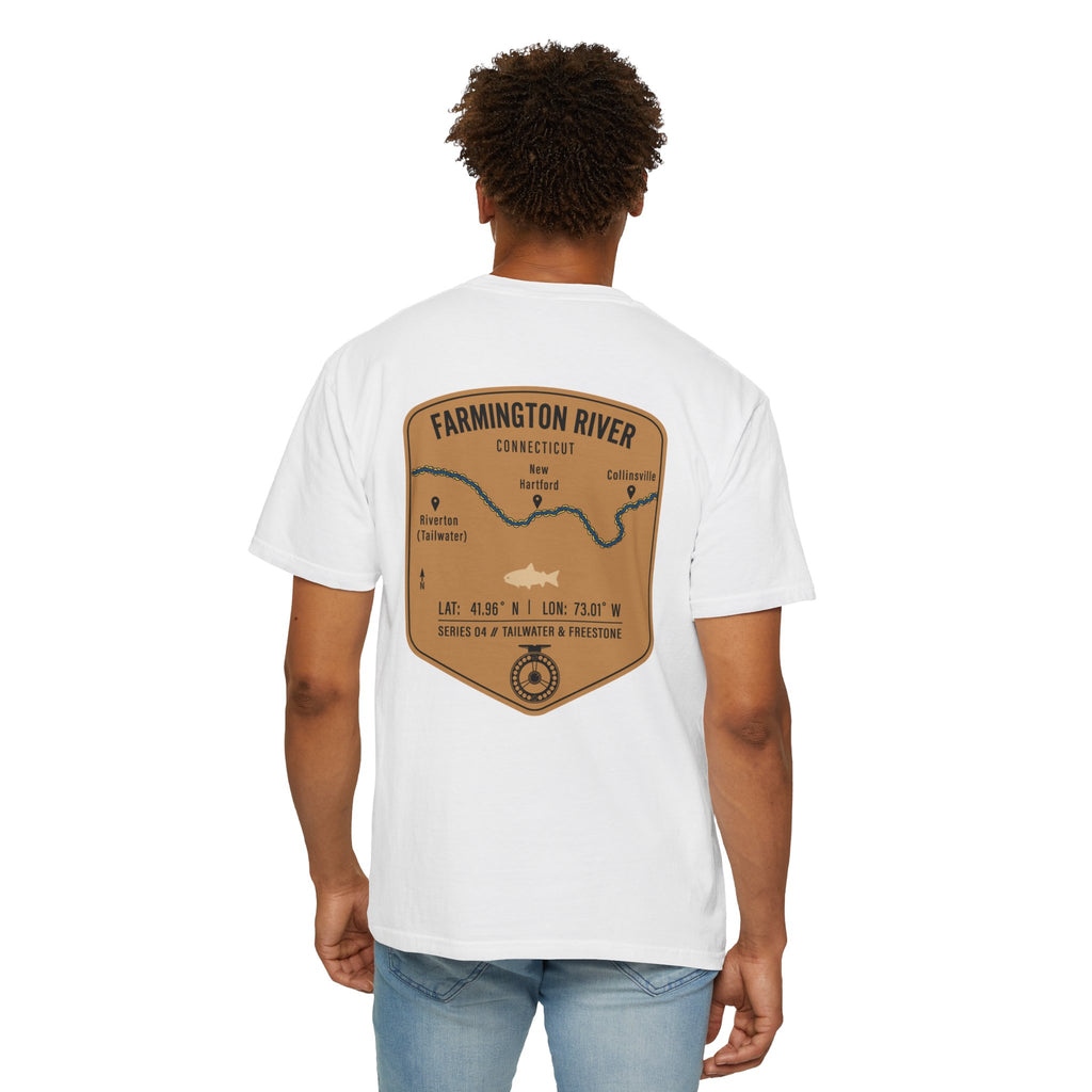 Farmington River Connecticut Fly Fishing T-Shirt - Vintage Trout Angler Map Tee - Tailwater & Freestone Series